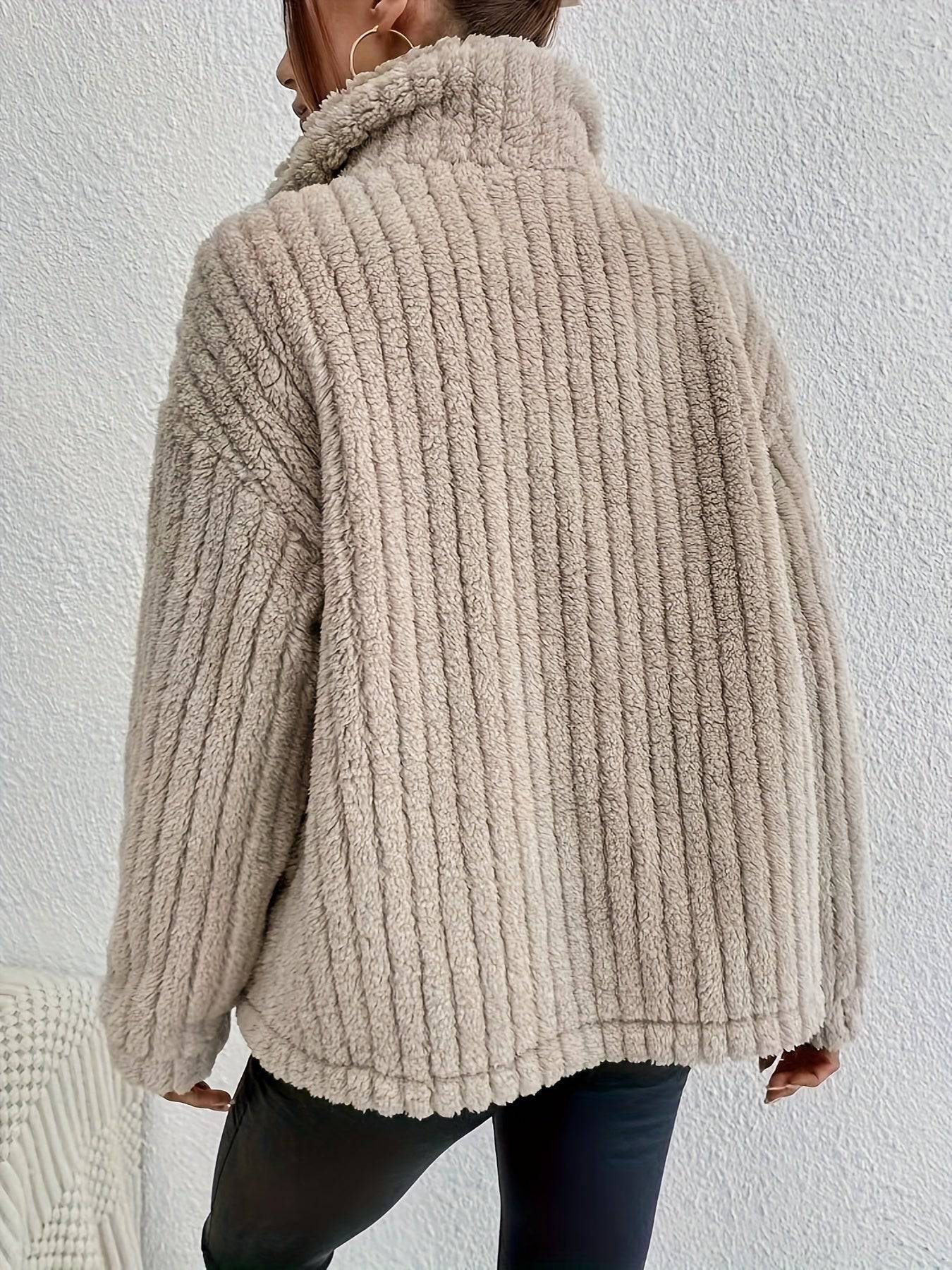 Plüschiger Teddy-Mantel für Herbst & Winter - Damenbekleidung