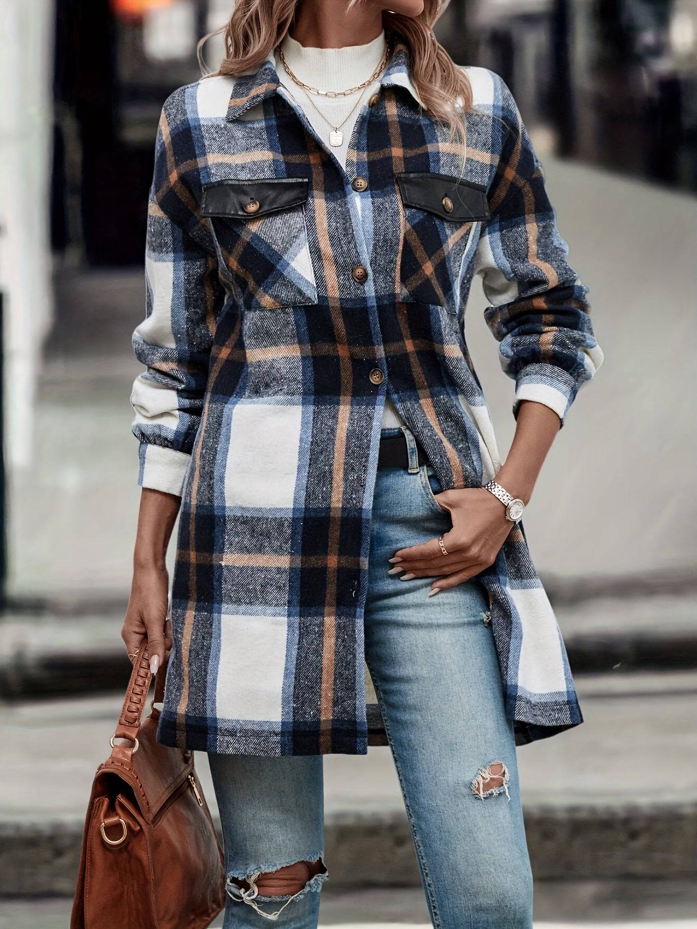 Klassische Karo-Jacke mit lässigem Charme - Damenbekleidung.