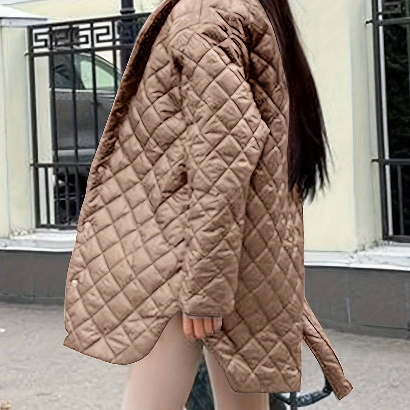 Einfarbiger Argyle-Mantel für Damen - Warme, lässige Winteroberbekleidung.