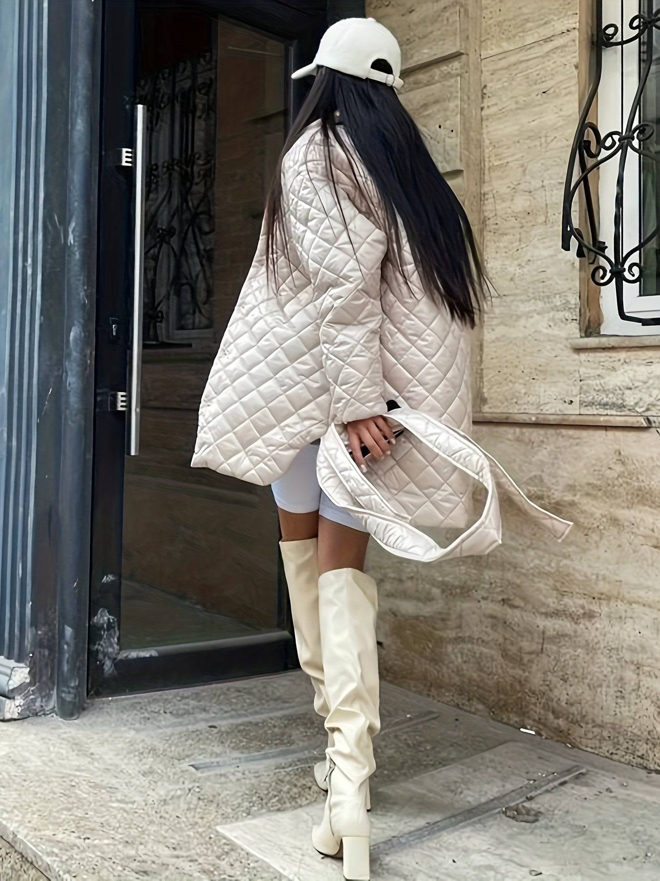 Einfarbiger Argyle-Mantel für Damen - Warme, lässige Winteroberbekleidung.