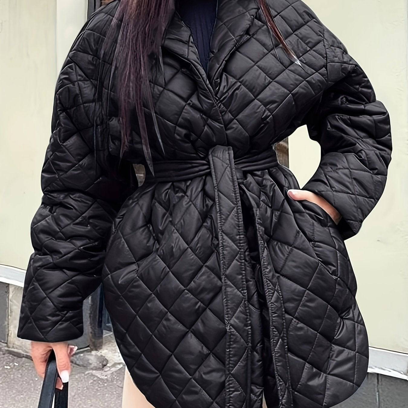 Einfarbiger Argyle-Mantel für Damen - Warme, lässige Winteroberbekleidung.