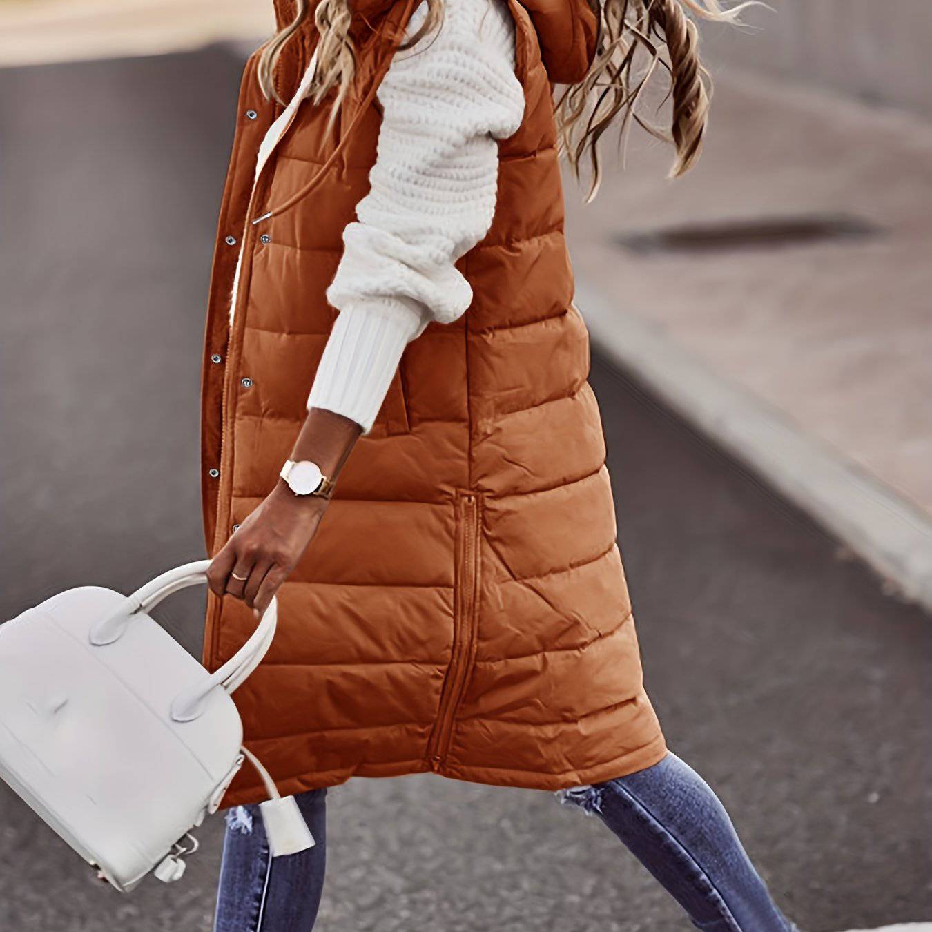 Kapuzenärmellose Winterjacke - Vielseitig, Lässig, Damenbekleidung