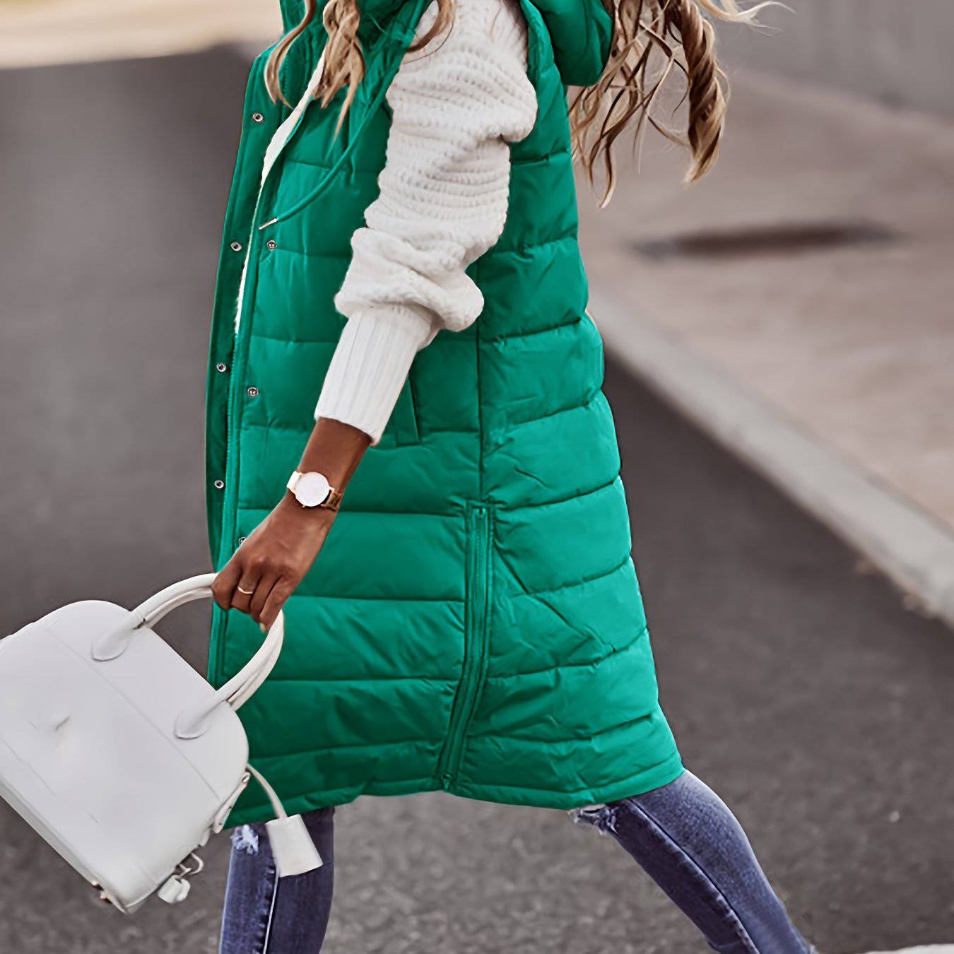 Kapuzenärmellose Winterjacke - Vielseitig, Lässig, Damenbekleidung