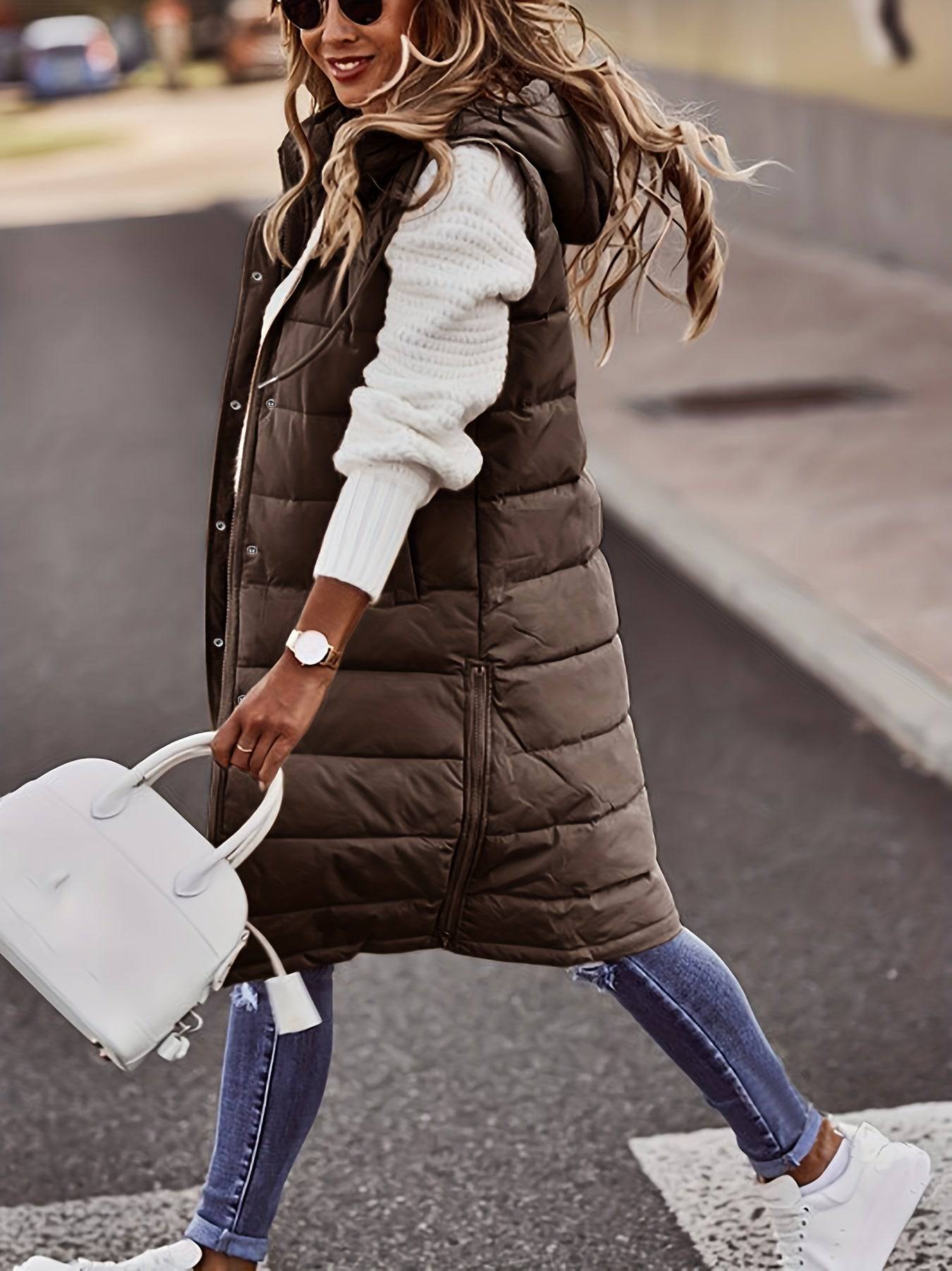 Kapuzenärmellose Winterjacke - Vielseitig, Lässig, Damenbekleidung