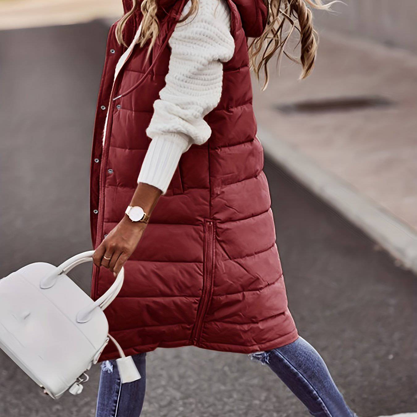 Kapuzenärmellose Winterjacke - Vielseitig, Lässig, Damenbekleidung