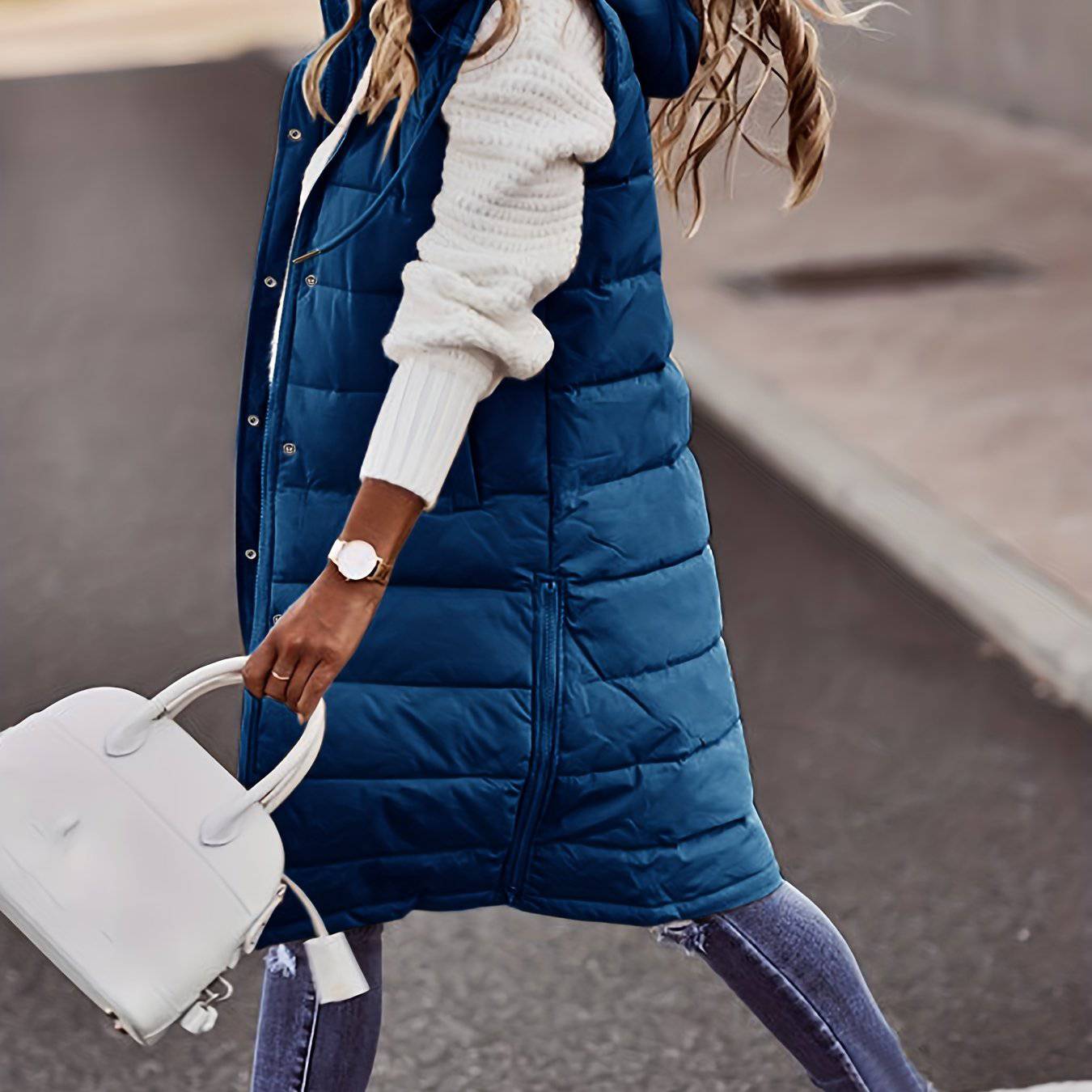 Kapuzenärmellose Winterjacke - Vielseitig, Lässig, Damenbekleidung