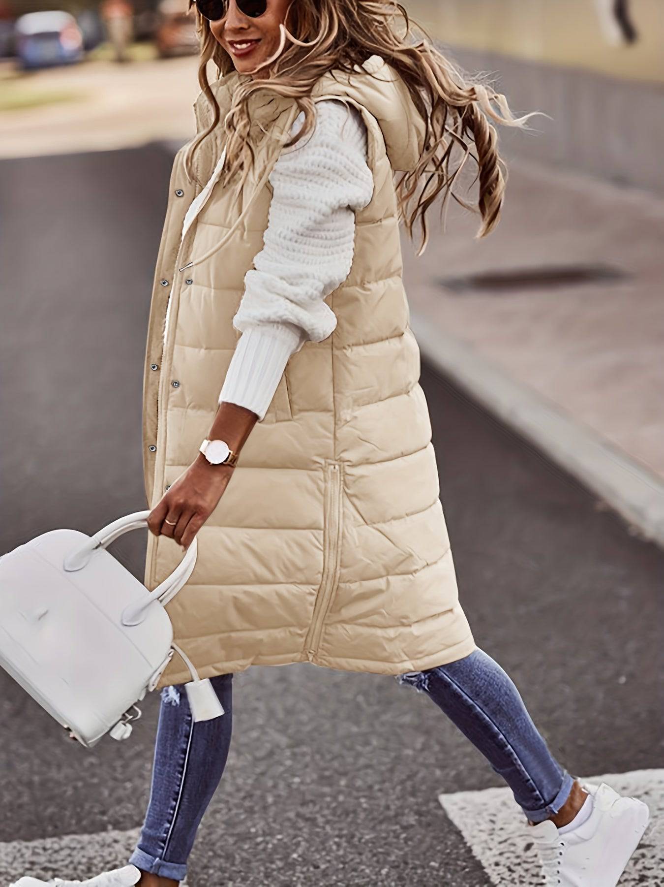 Kapuzenärmellose Winterjacke - Vielseitig, Lässig, Damenbekleidung