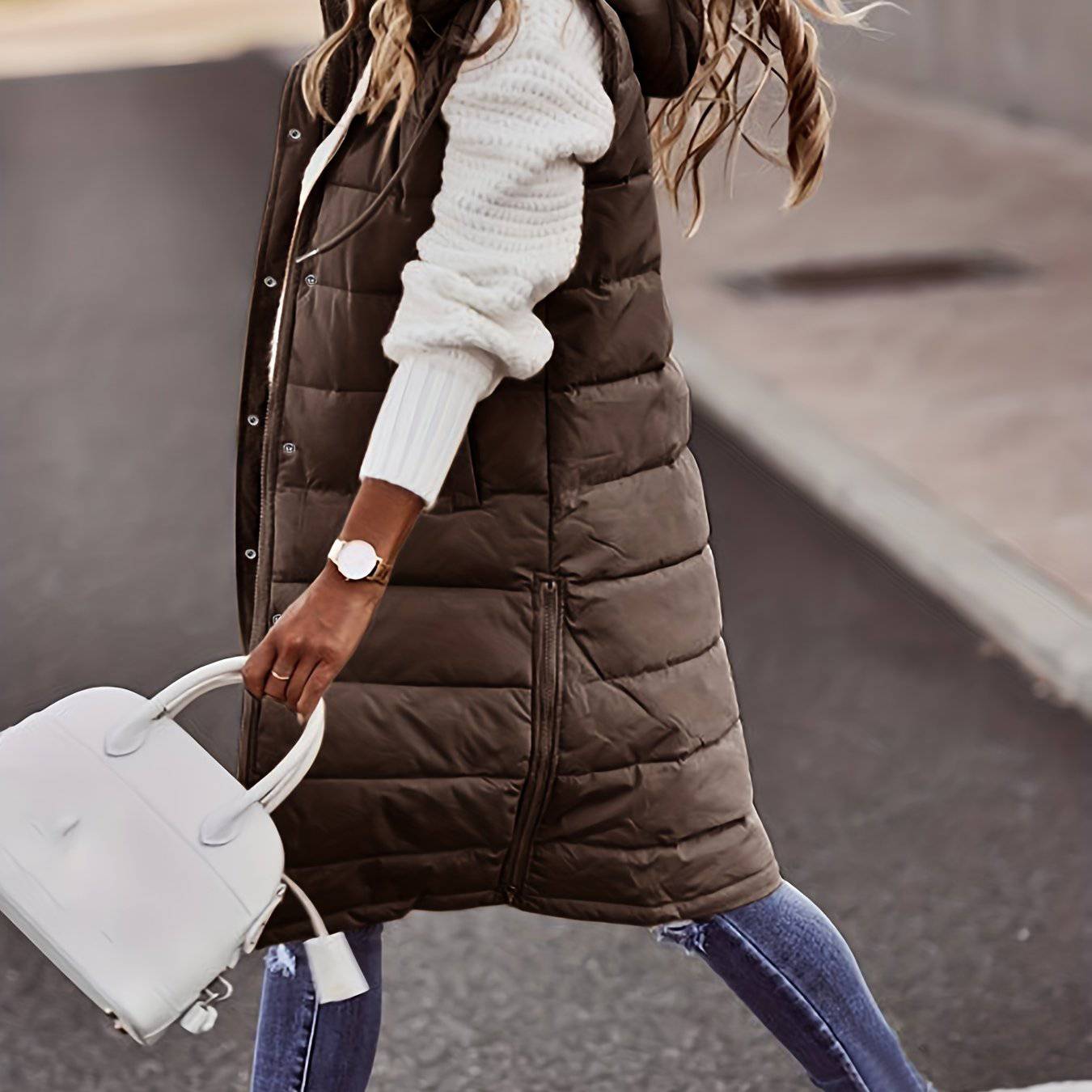 Kapuzenärmellose Winterjacke - Vielseitig, Lässig, Damenbekleidung
