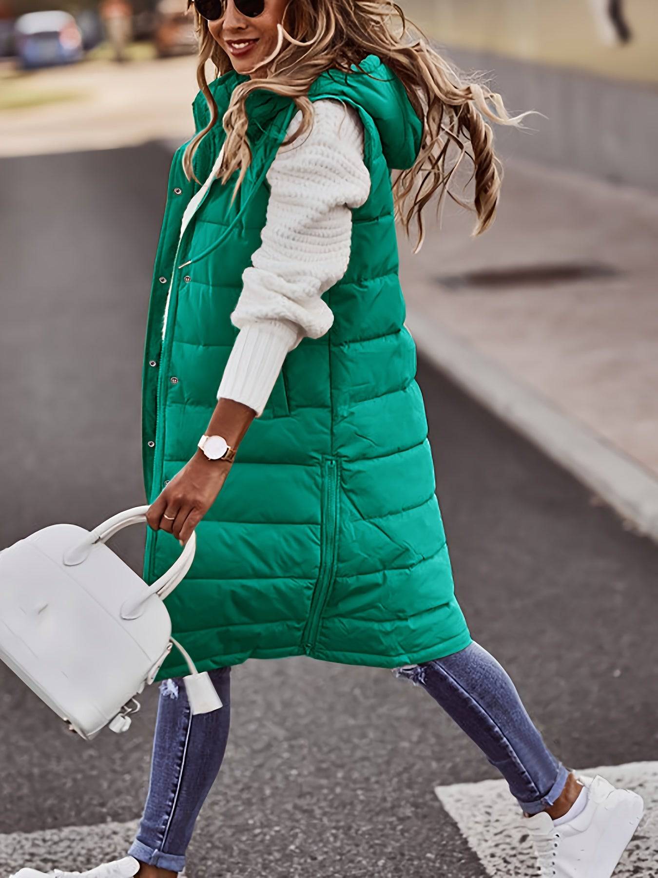 Kapuzenärmellose Winterjacke - Vielseitig, Lässig, Damenbekleidung
