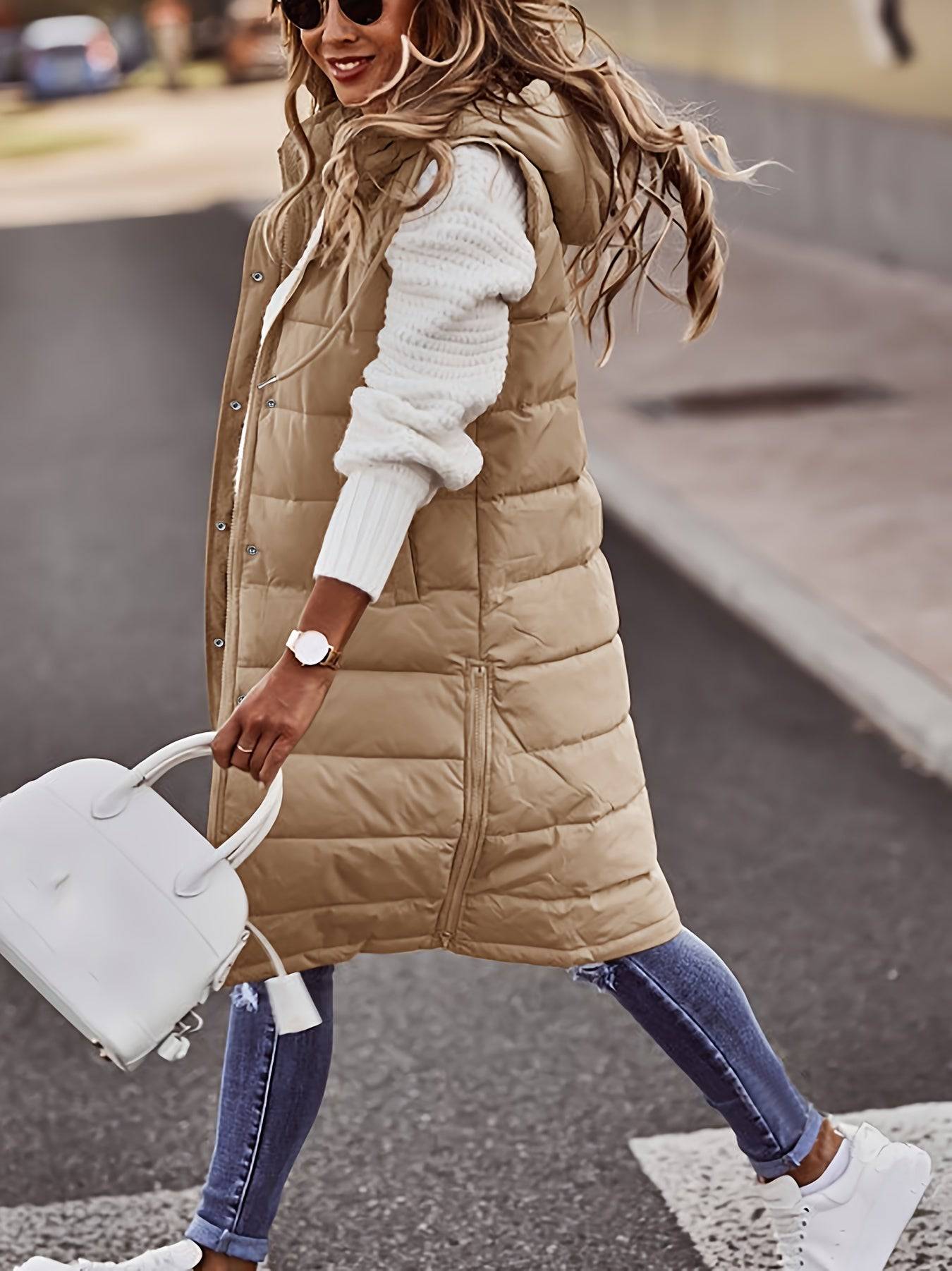 Kapuzenärmellose Winterjacke - Vielseitig, Lässig, Damenbekleidung