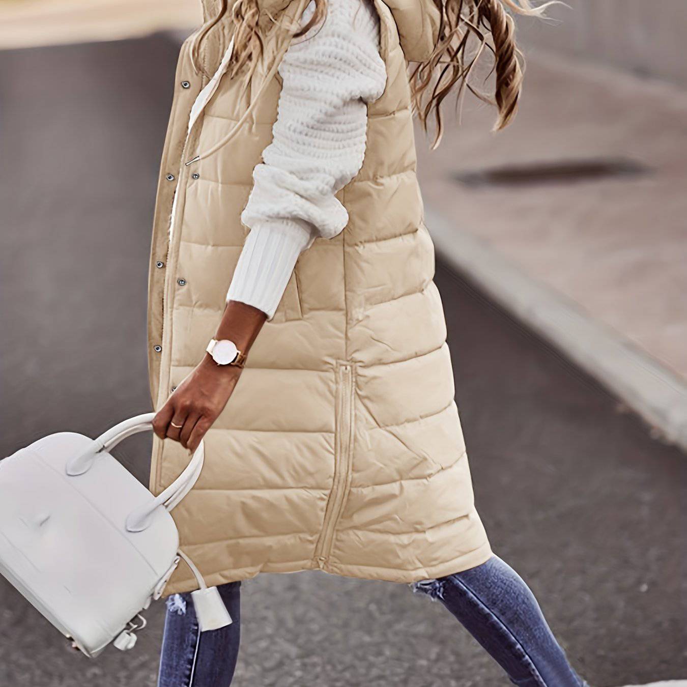 Kapuzenärmellose Winterjacke - Vielseitig, Lässig, Damenbekleidung