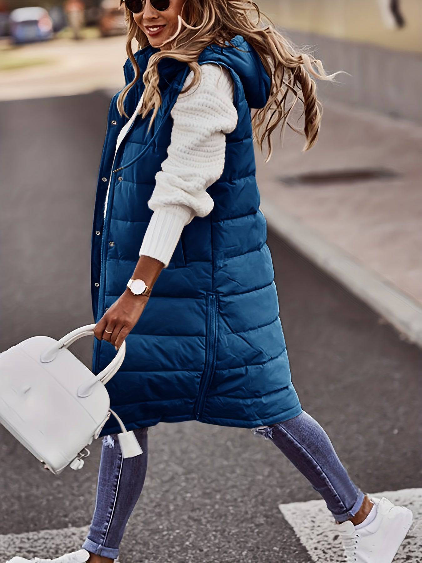 Kapuzenärmellose Winterjacke - Vielseitig, Lässig, Damenbekleidung