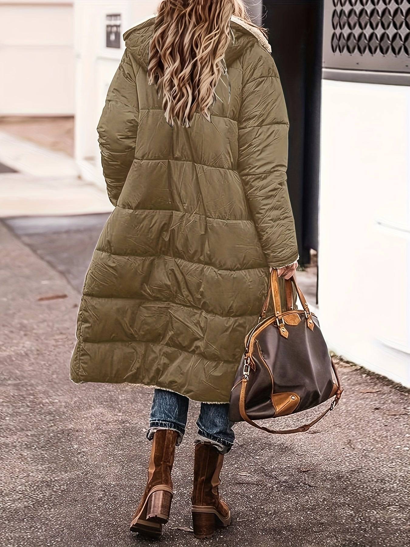 Vielseitiger Farbblock-Mantel mit Reißverschluss - Warme Winterbekleidung für Damen.