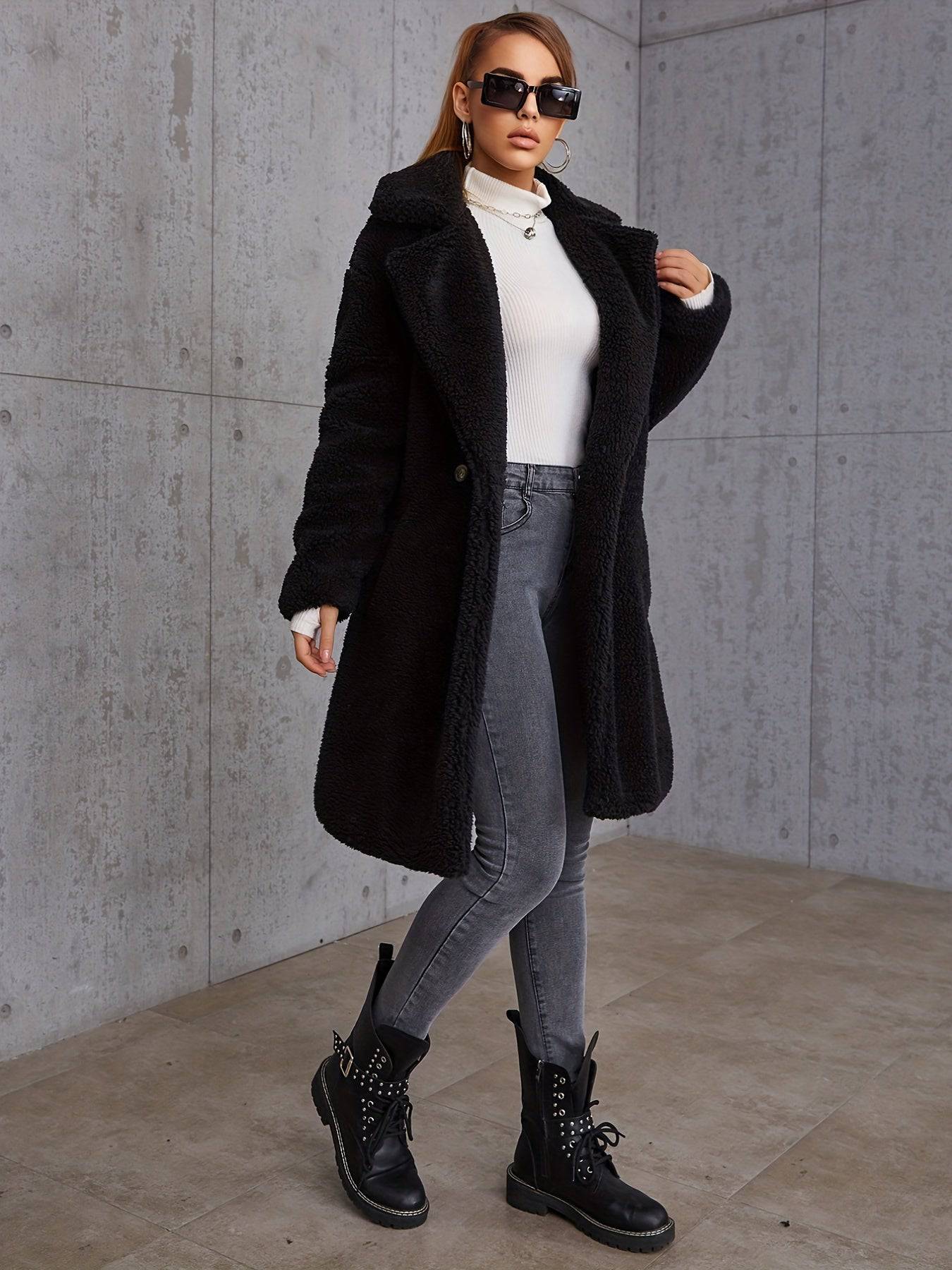 Plüschjacke mit schrägen Taschen - Lässig, warm, perfekt für Herbst & Winter