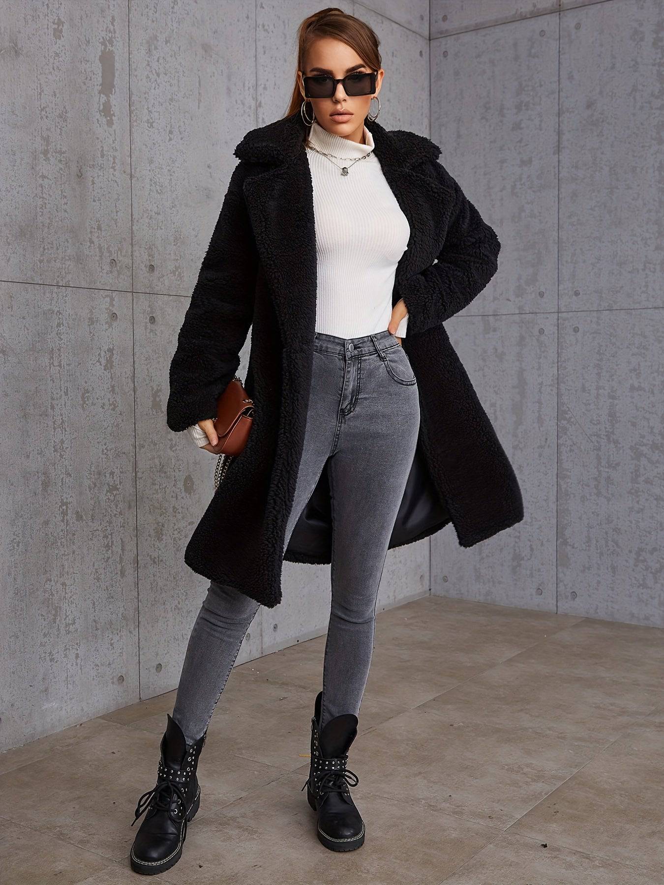 Plüschjacke mit schrägen Taschen - Lässig, warm, perfekt für Herbst & Winter