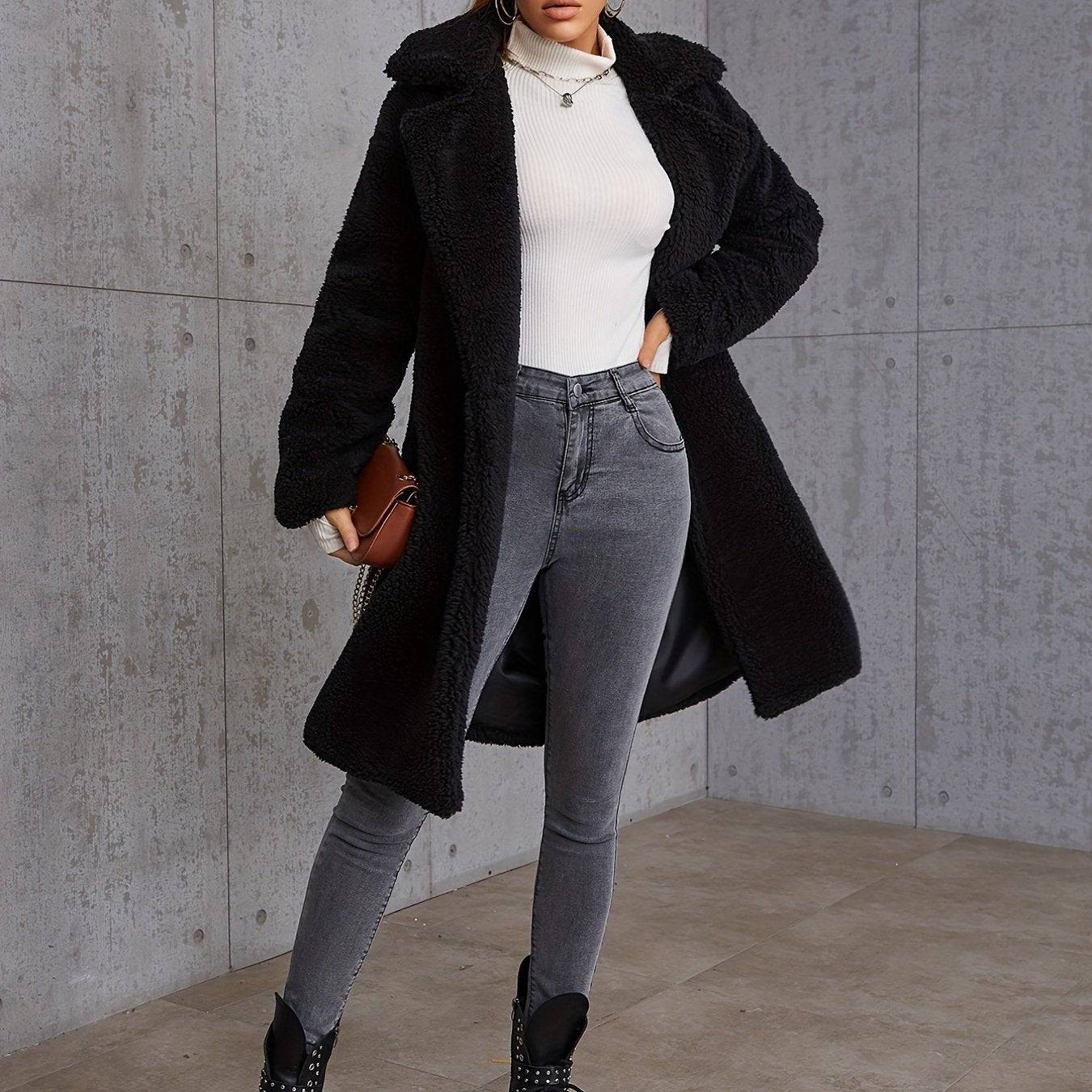 Plüschjacke mit schrägen Taschen - Lässig, warm, perfekt für Herbst & Winter