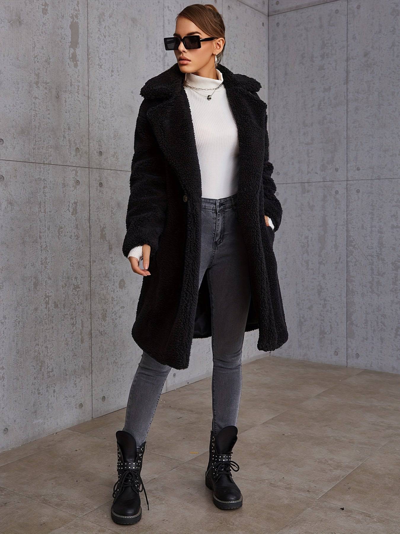 Plüschjacke mit schrägen Taschen - Lässig, warm, perfekt für Herbst & Winter
