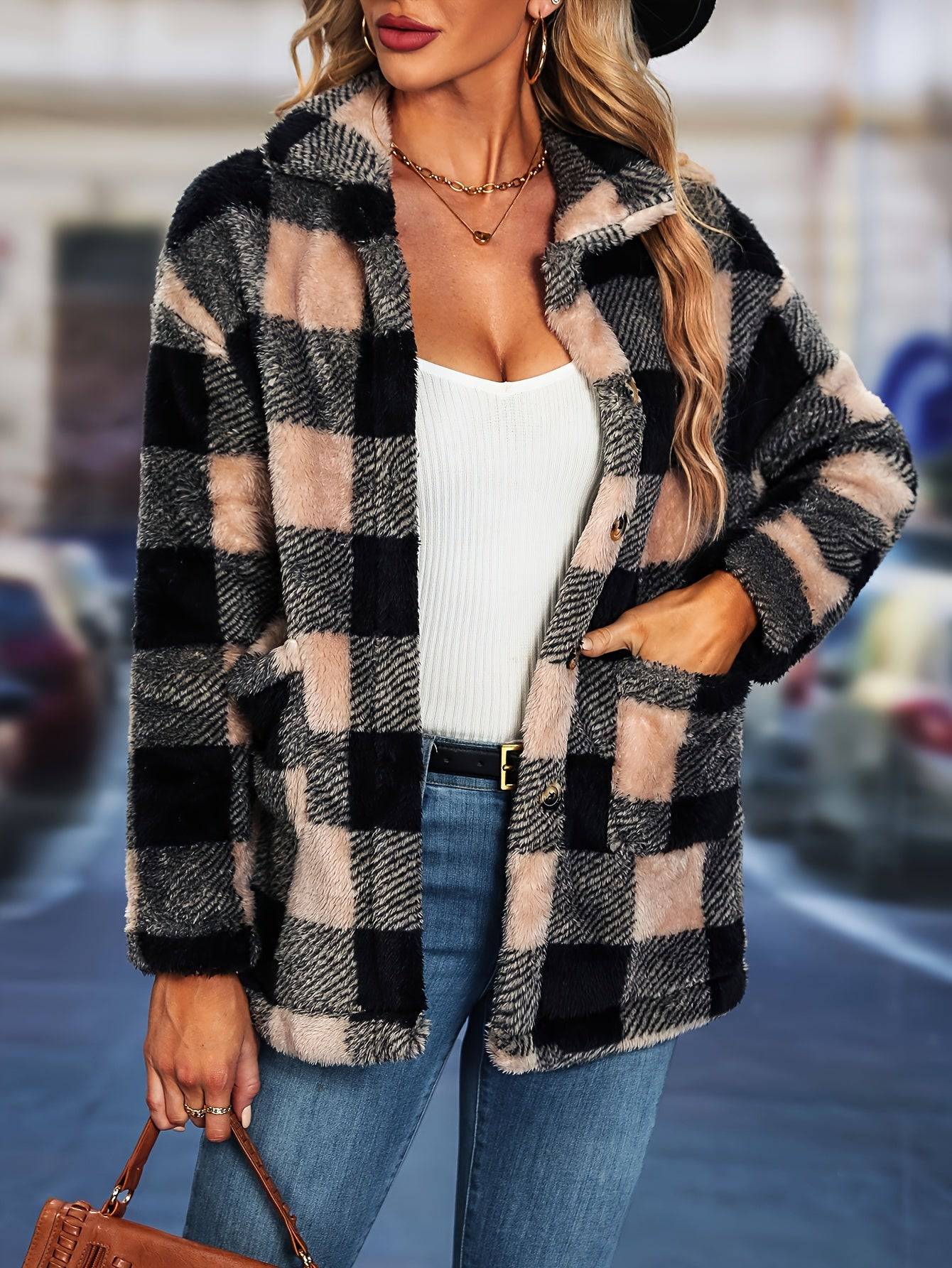 Lässige Karo-Teddyjacke - Warm und stilvoll!