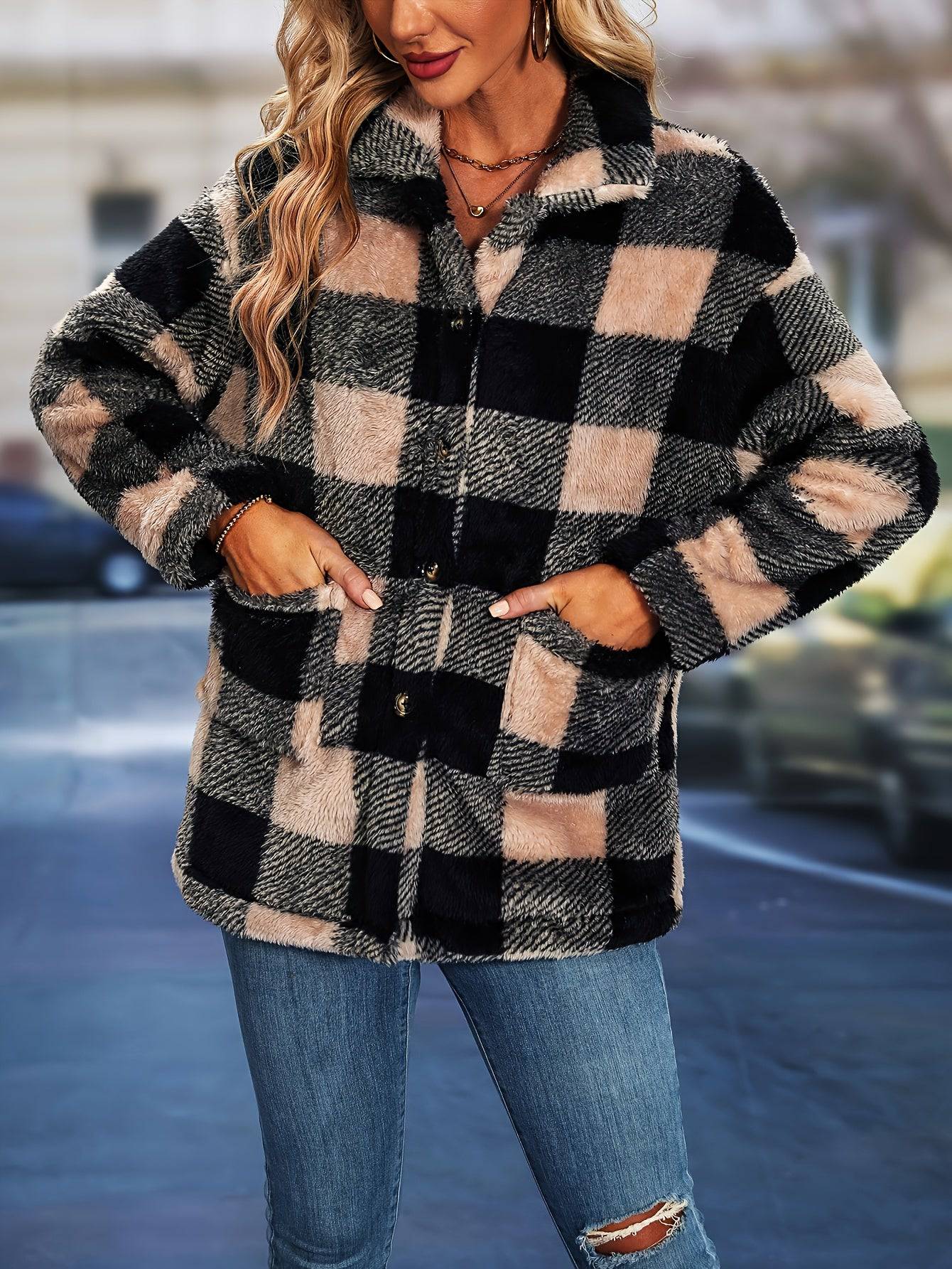 Lässige Karo-Teddyjacke - Warm und stilvoll!