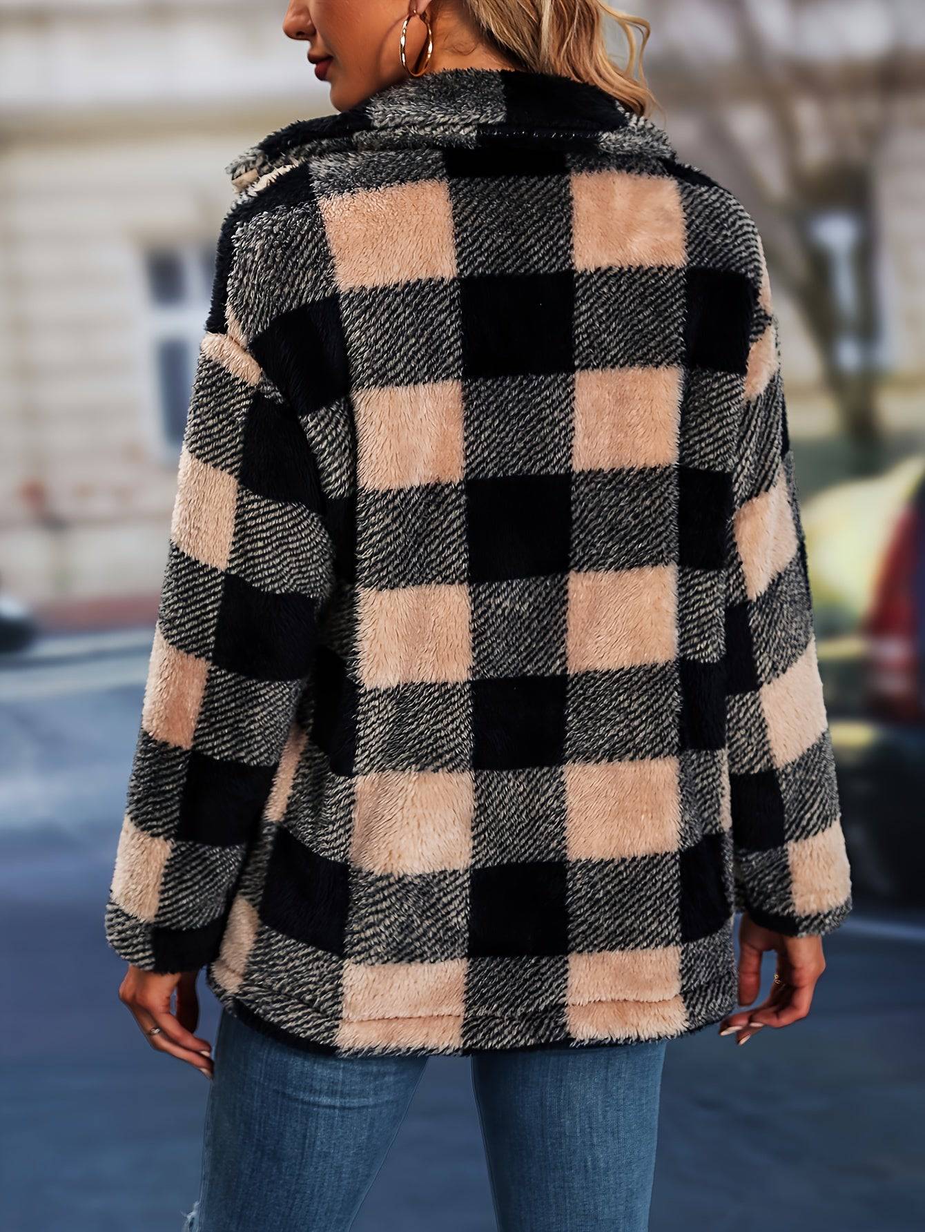 Lässige Karo-Teddyjacke - Warm und stilvoll!