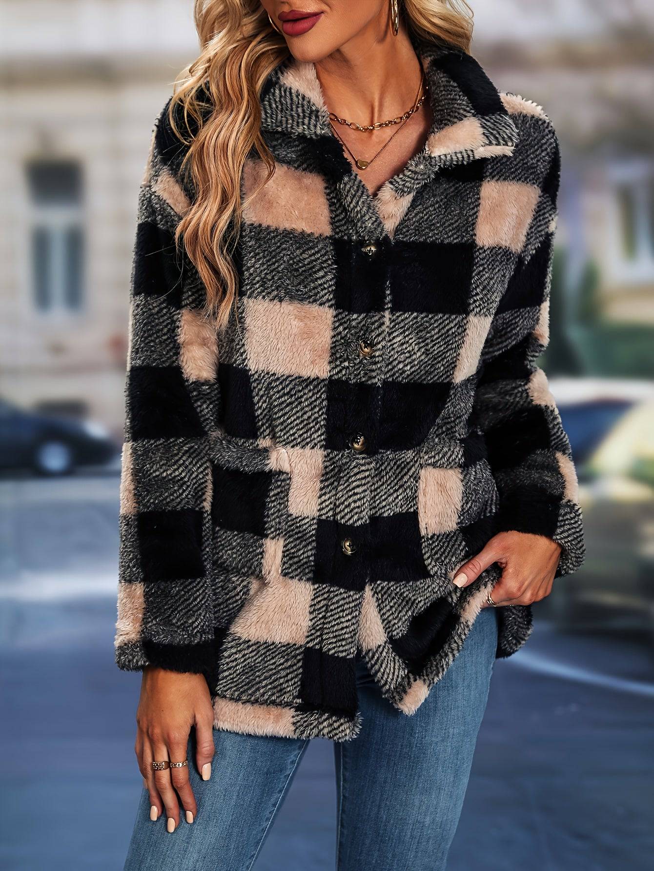 Lässige Karo-Teddyjacke - Warm und stilvoll!