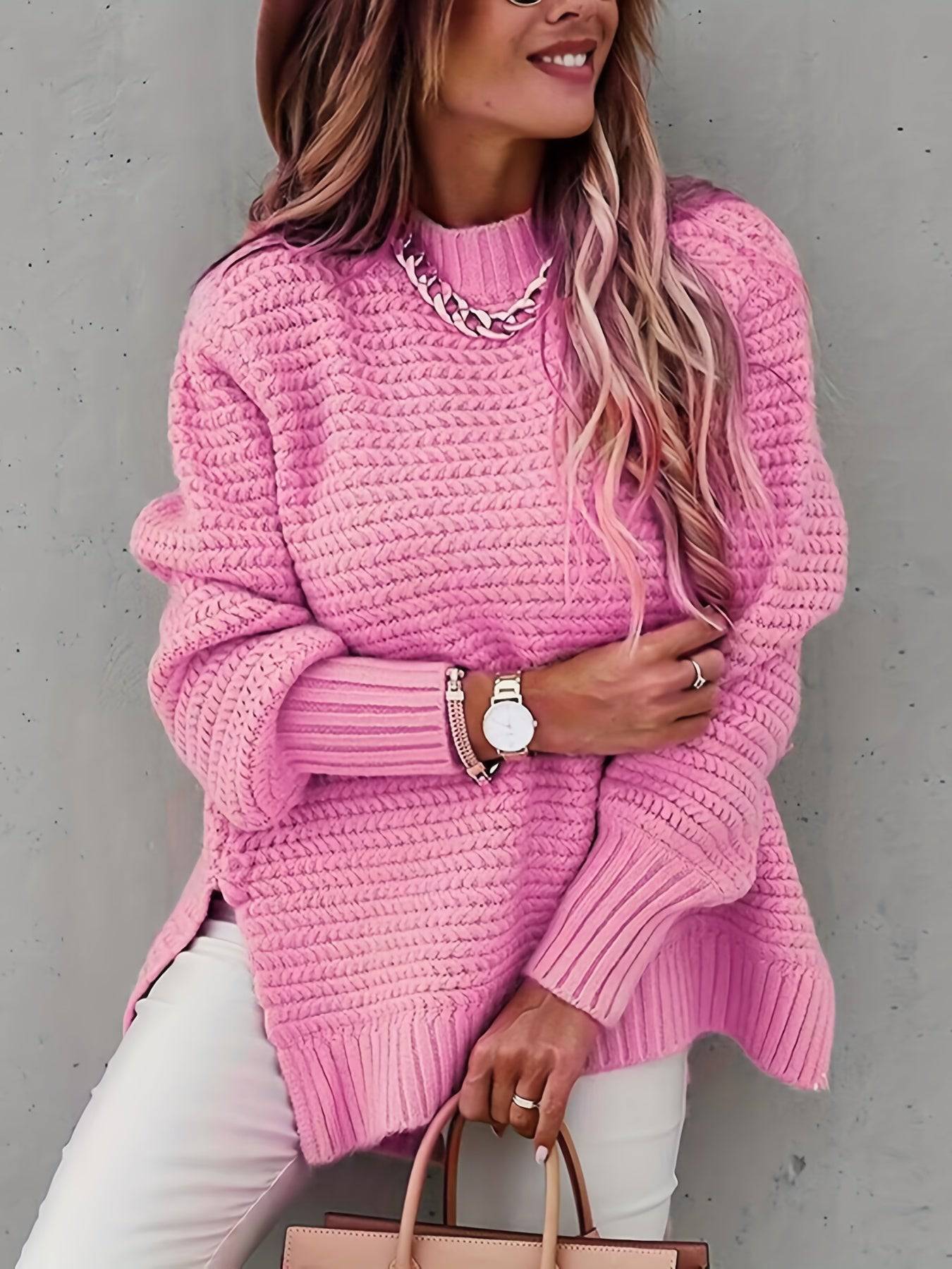 Rollkragen Strickpullover - Lässiger Langarm Pullover für Damen