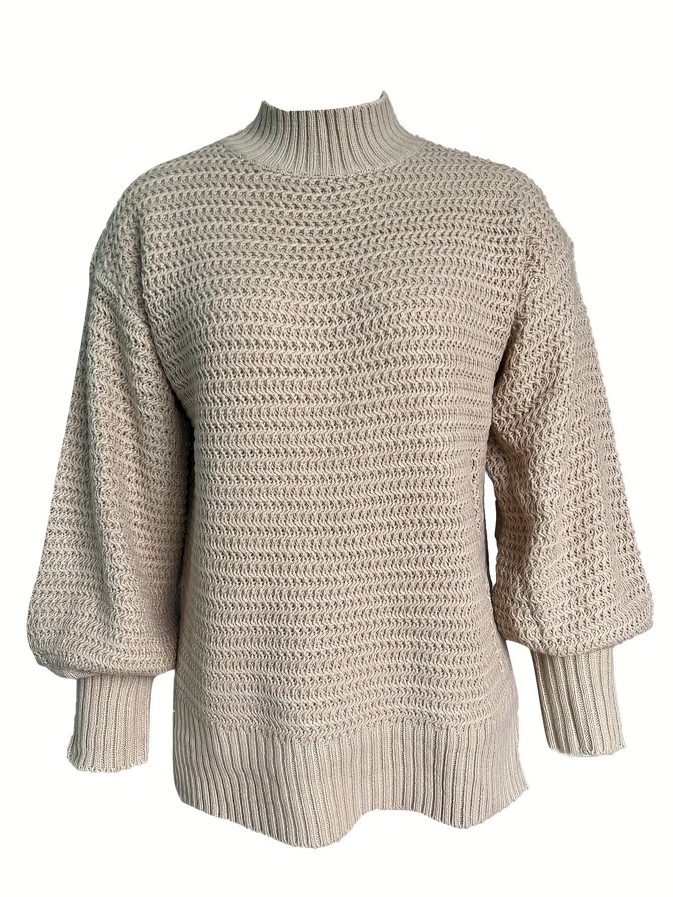 Rollkragen Strickpullover - Lässiger Langarm Pullover für Damen