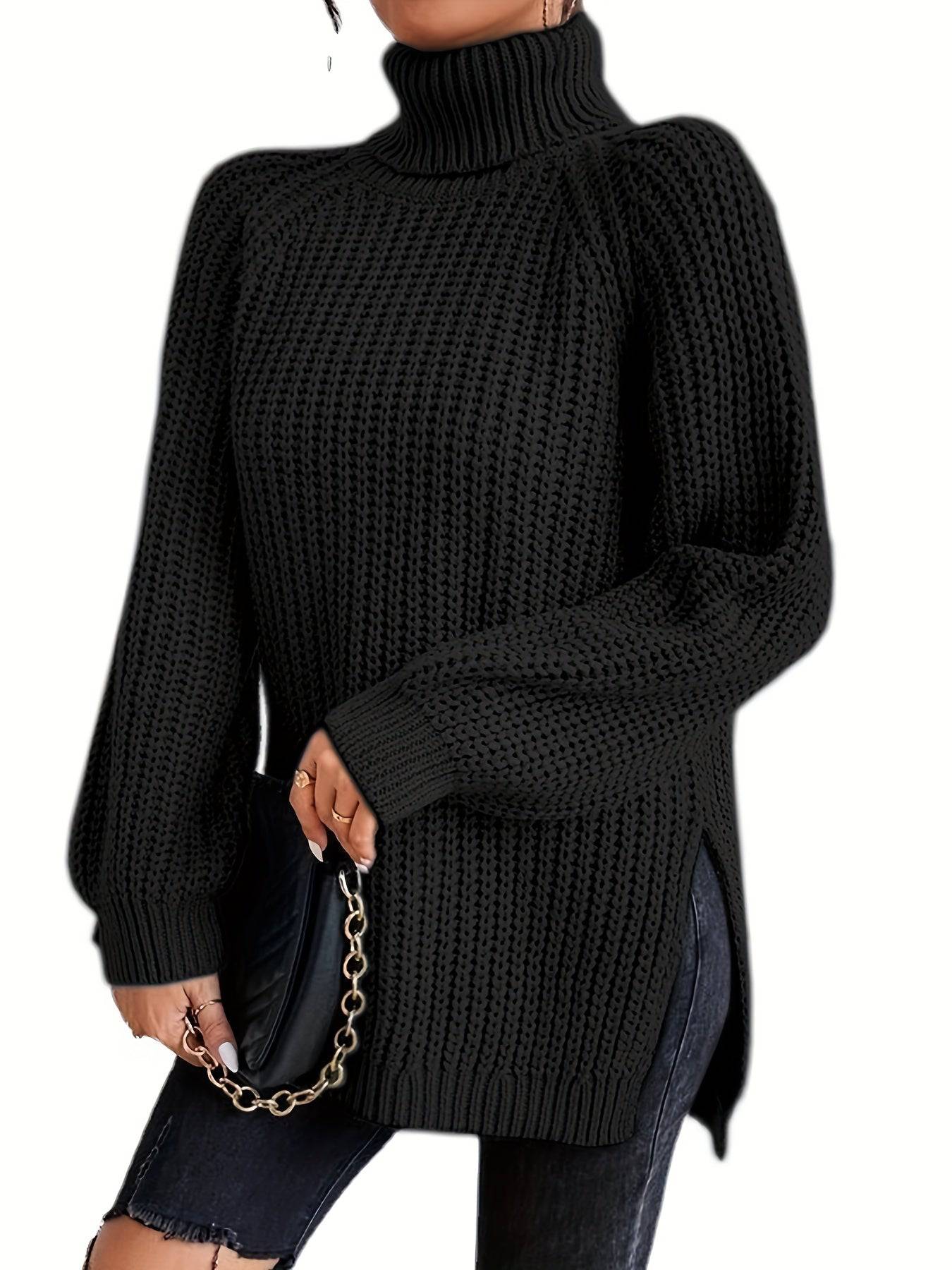 Gemütlicher Rollkragenpullover für stylische Damen im Herbst & Winter, lässiger Look.