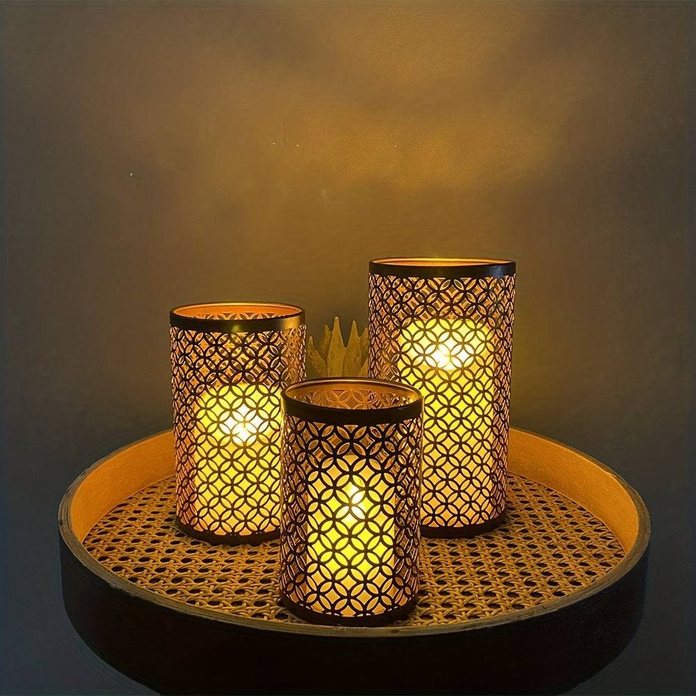 Nordische Eisenhohlkerzenhalter - Elegante Wohnzimmerdekoration (3er-Set)
