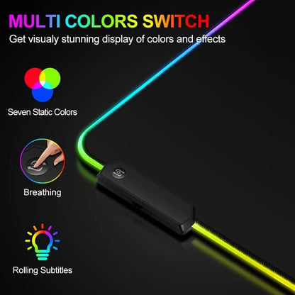 "RGB Gaming Mauspad - 15 Lichtmodi, Touch-Steuerung, rutschfeste Gummibasis, 31,5x11,8 cm"