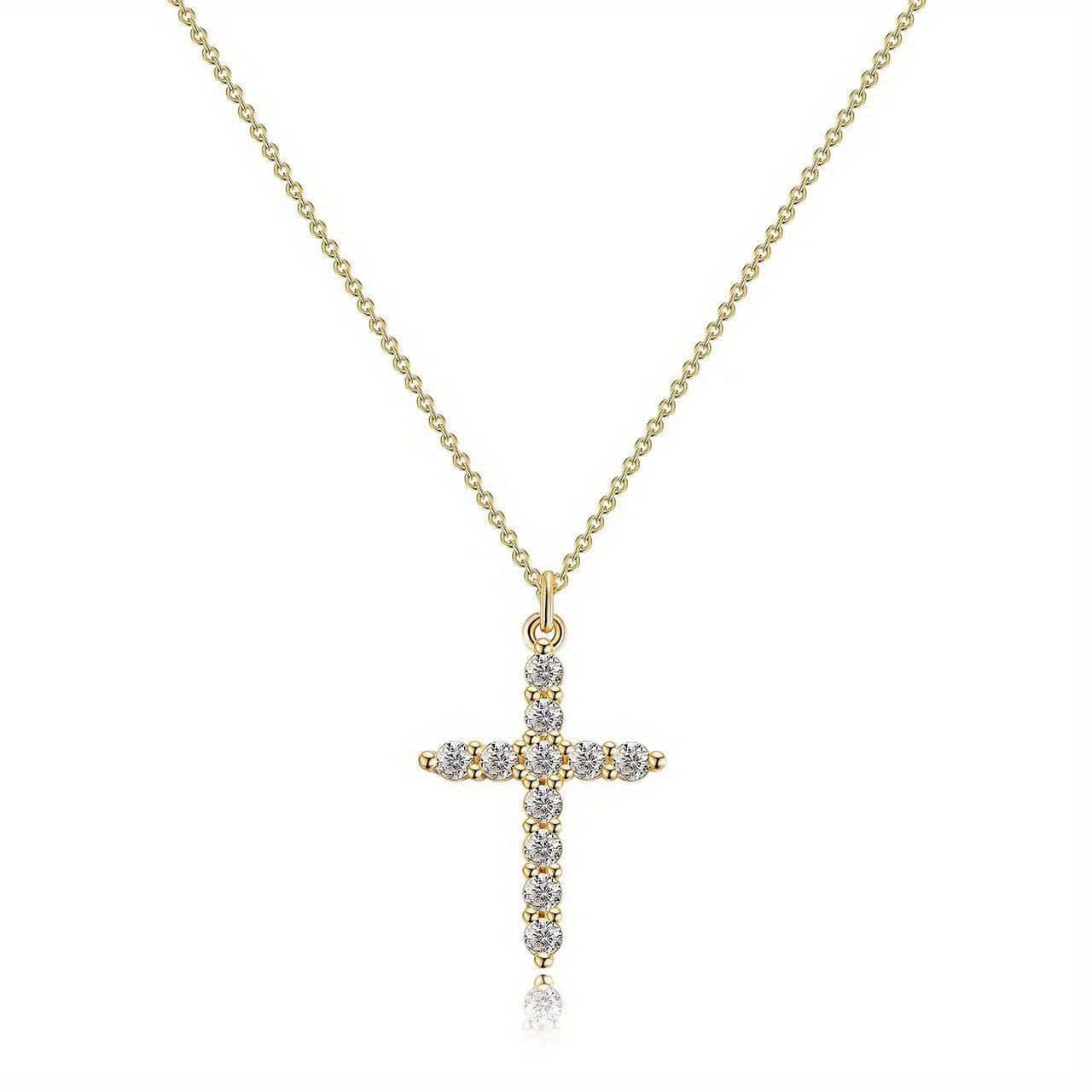 Minimalistische Strass Kreuz Halskette für stilbewusste Frauen.