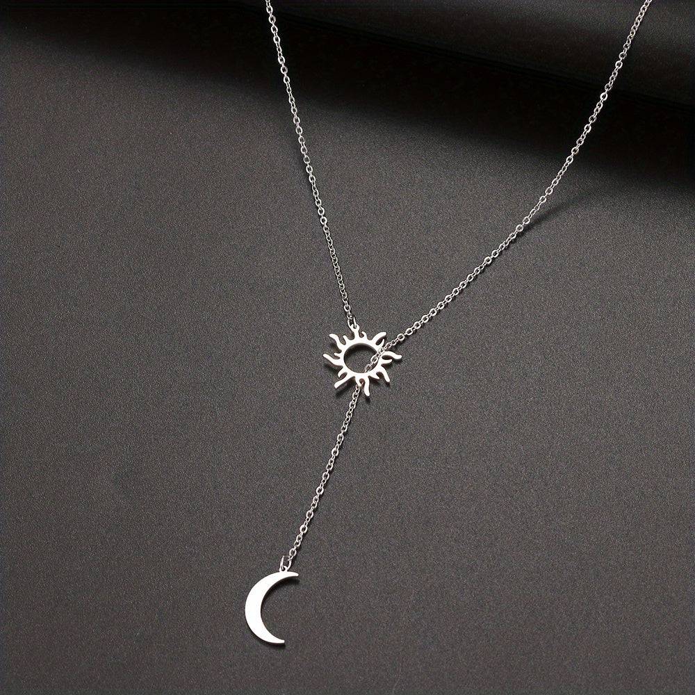 Edle Edelstahl Sonnen-Mond Halskette - Sommerparty Must-Have.