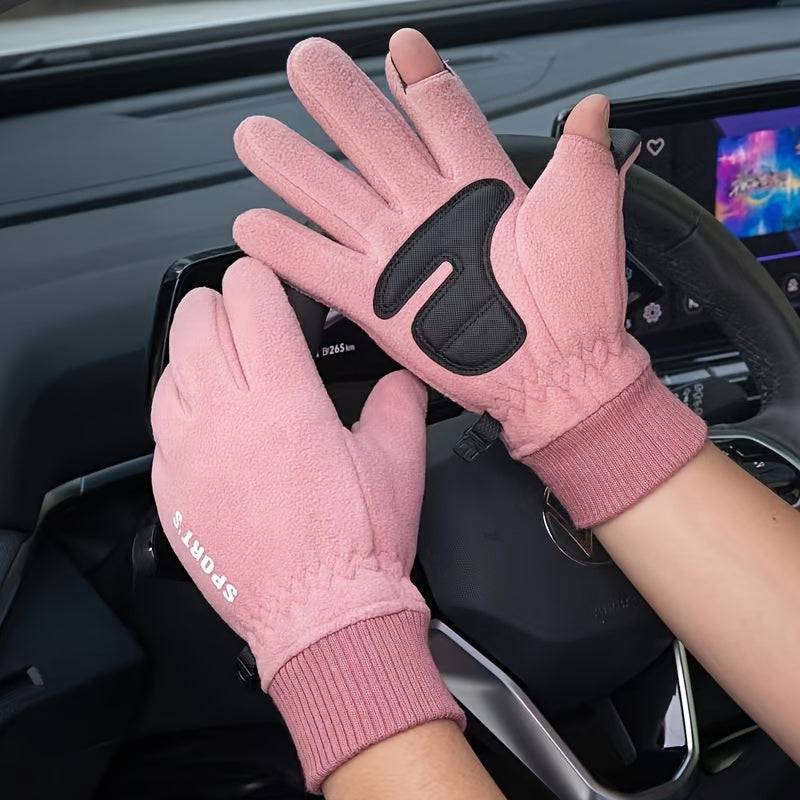 Winter-Skihandschuhe - Kältefeste Fleece-Sporthandschuhe für Touchscreens - Rutschfeste Outdoor-Handschuhe (Radfahren, Fahren, Skifahren)