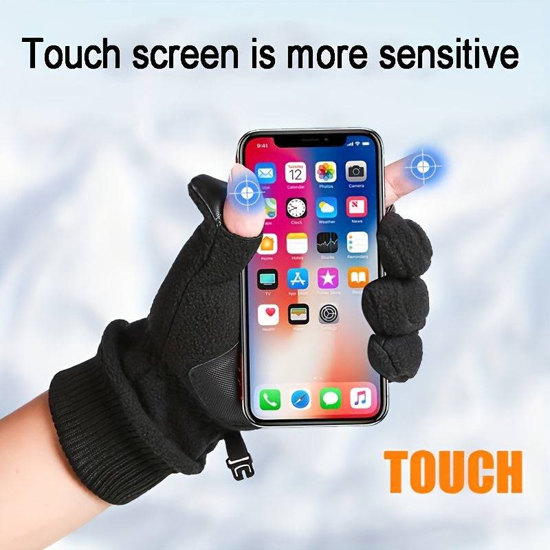 Winter-Skihandschuhe - Kältefeste Fleece-Sporthandschuhe für Touchscreens - Rutschfeste Outdoor-Handschuhe (Radfahren, Fahren, Skifahren)