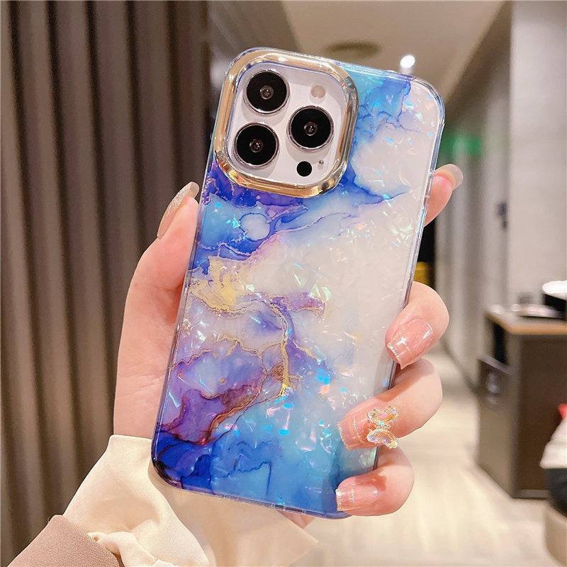 Marmor-Schalenmuster Handyhülle: Luxuriös, stoßfest für iPhone 15 Pro Max 14 13 Plus.