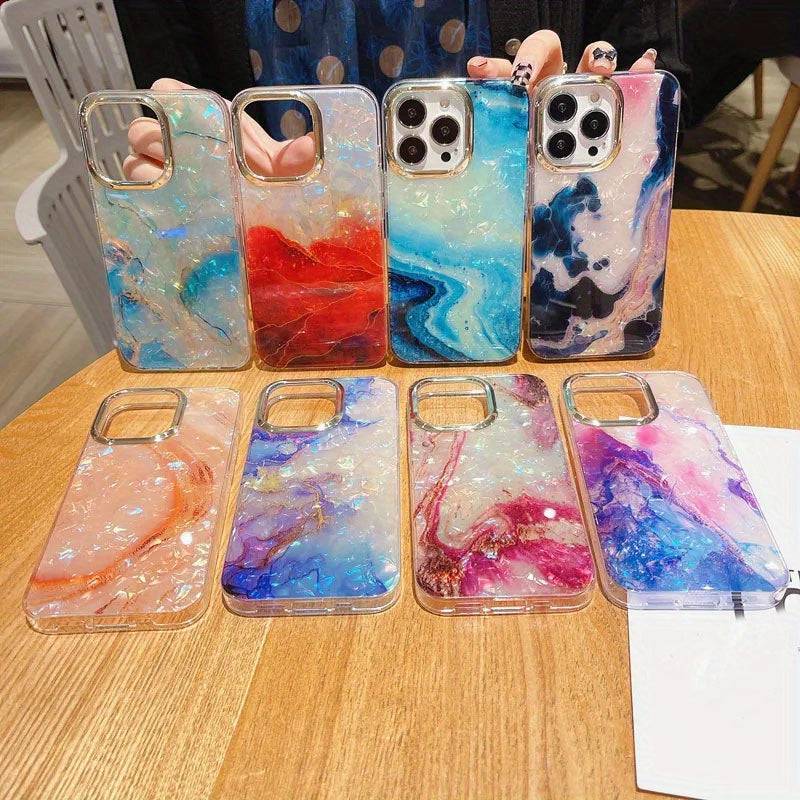Marmor-Schalenmuster Handyhülle: Luxuriös, stoßfest für iPhone 15 Pro Max 14 13 Plus.