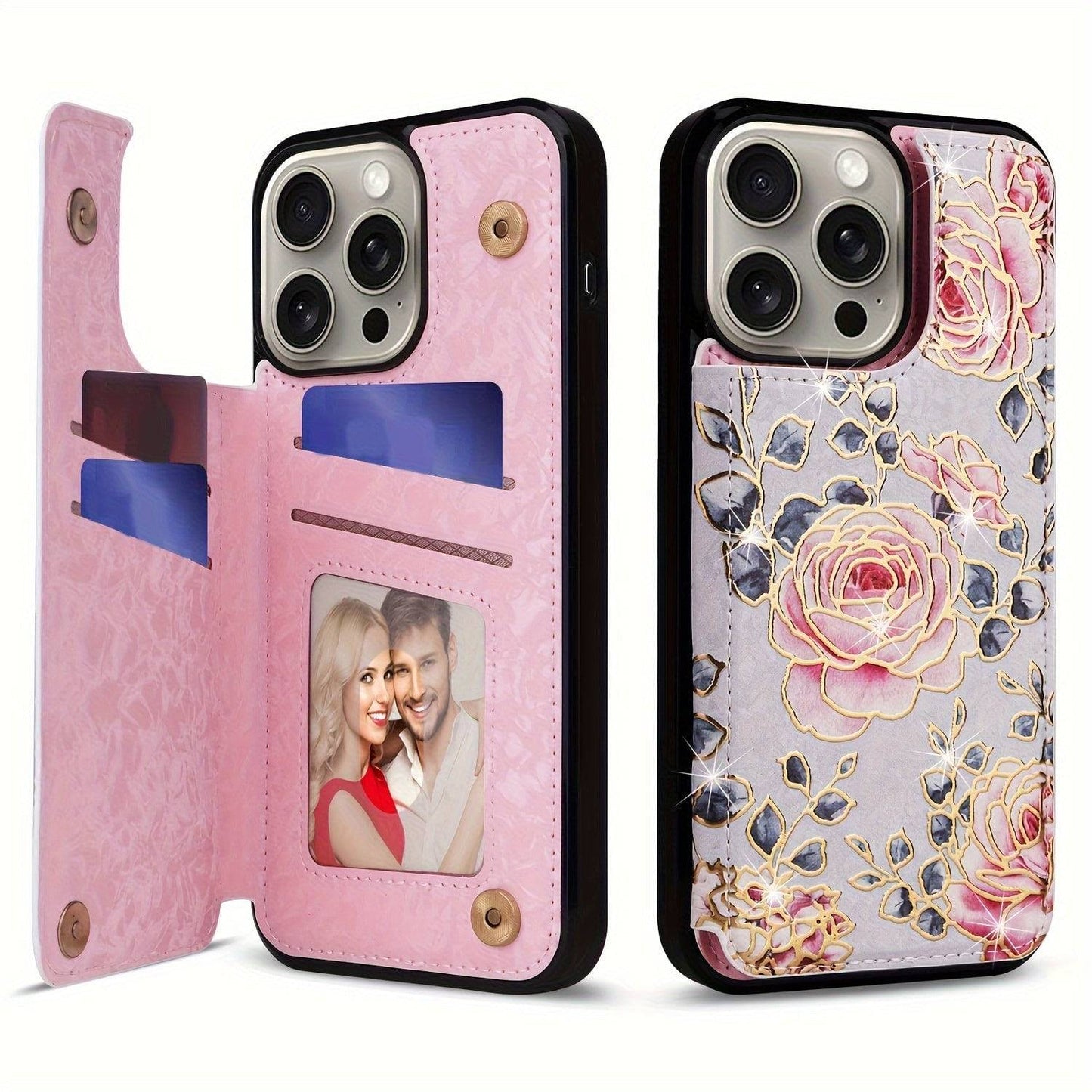 Für IPhone 15/14/13/12/11 Pro Max 15 Plus Brieftaschen-Hülle Mit Kartenhalter, Florales Blumenmuster, Rückseite, Flip-Folio-PU-Kunstleder, Ständer, Kartenfächer, Hülle Für Damen Und Mädchen, Für Doppelten Magnetverschluss, Stoßfeste Abdeckung