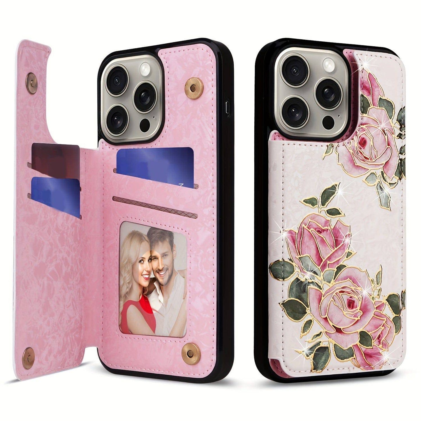 Für IPhone 15/14/13/12/11 Pro Max 15 Plus Brieftaschen-Hülle Mit Kartenhalter, Florales Blumenmuster, Rückseite, Flip-Folio-PU-Kunstleder, Ständer, Kartenfächer, Hülle Für Damen Und Mädchen, Für Doppelten Magnetverschluss, Stoßfeste Abdeckung