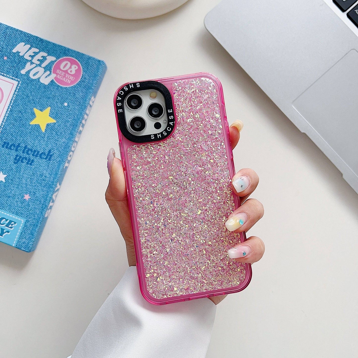 Luxury Sparkle Silikonhülle für iPhone 12-15 Pro Max.