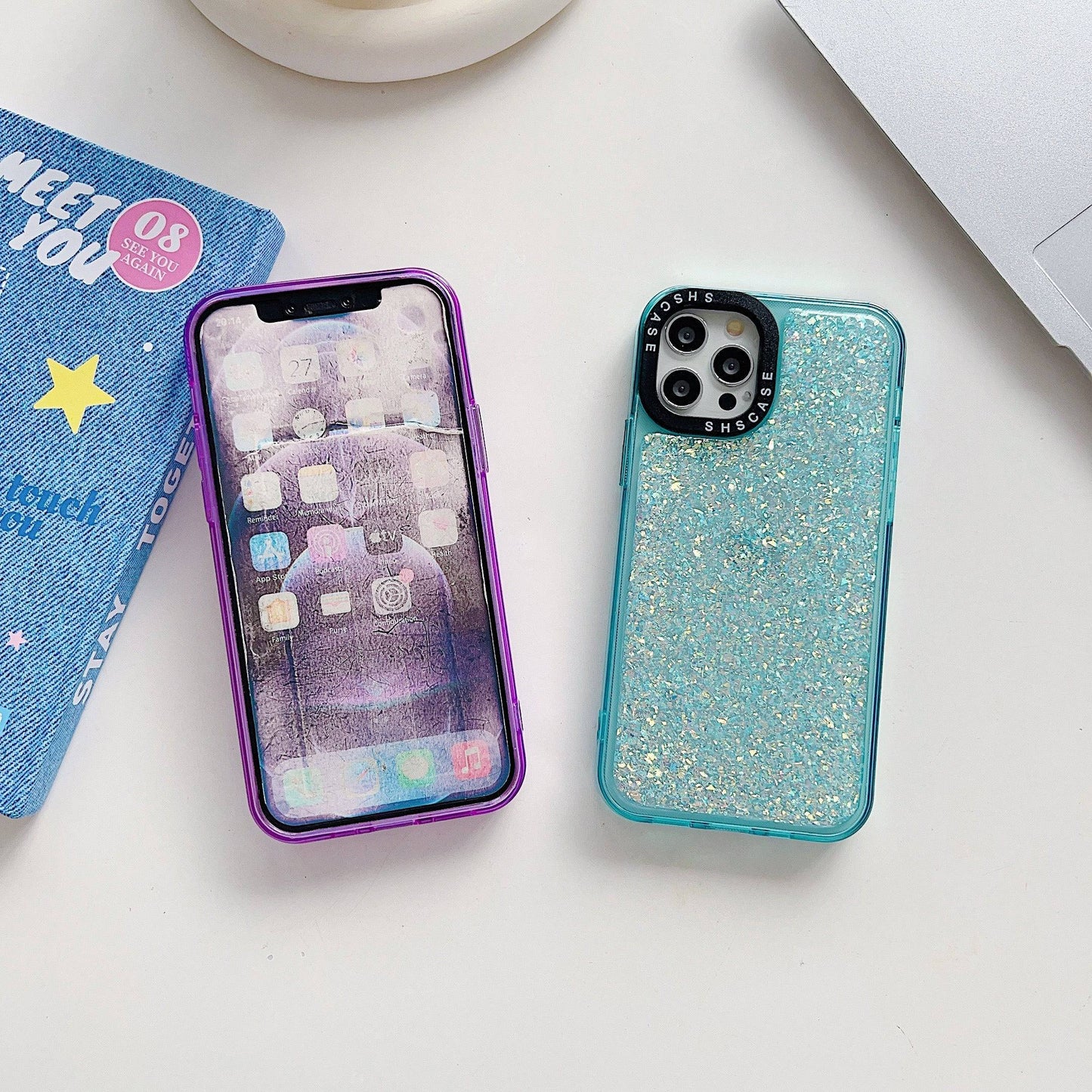 Luxury Sparkle Silikonhülle für iPhone 12-15 Pro Max.