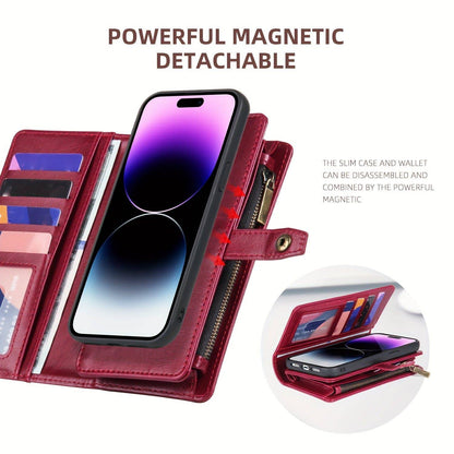 Multifunktionale Lange Lanyard Wallet Case - Kartenhalter mit Reißverschluss für iPhone 11-15.