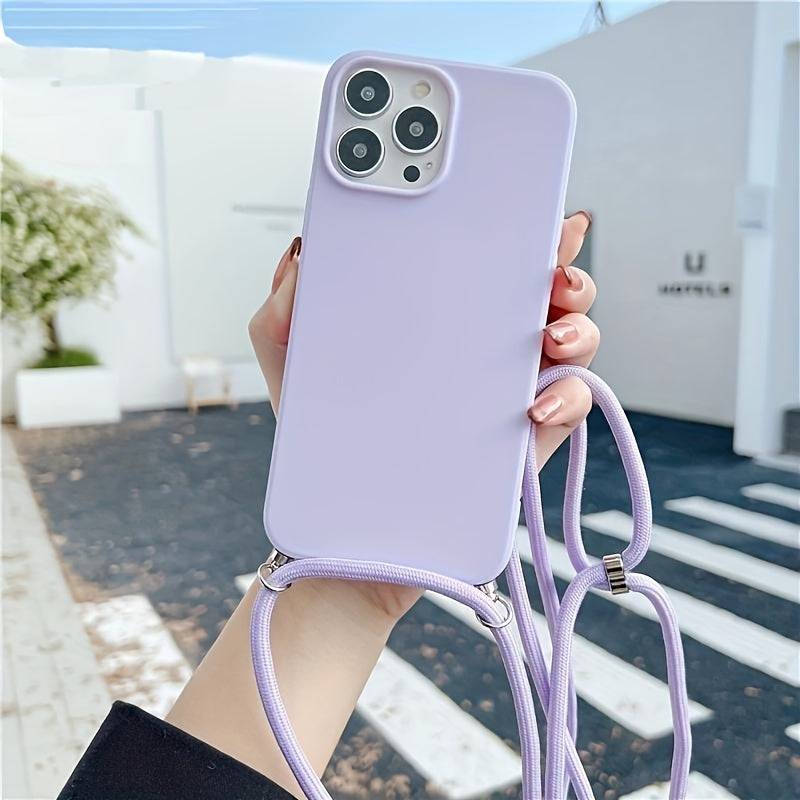 Silikon Handyhülle mit Crossbody-Lanyard für iPhone 14-11 Pro Max.