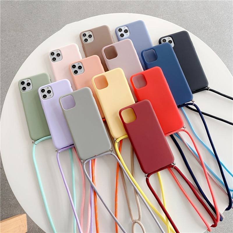 Silikon Handyhülle mit Crossbody-Lanyard für iPhone 14-11 Pro Max.