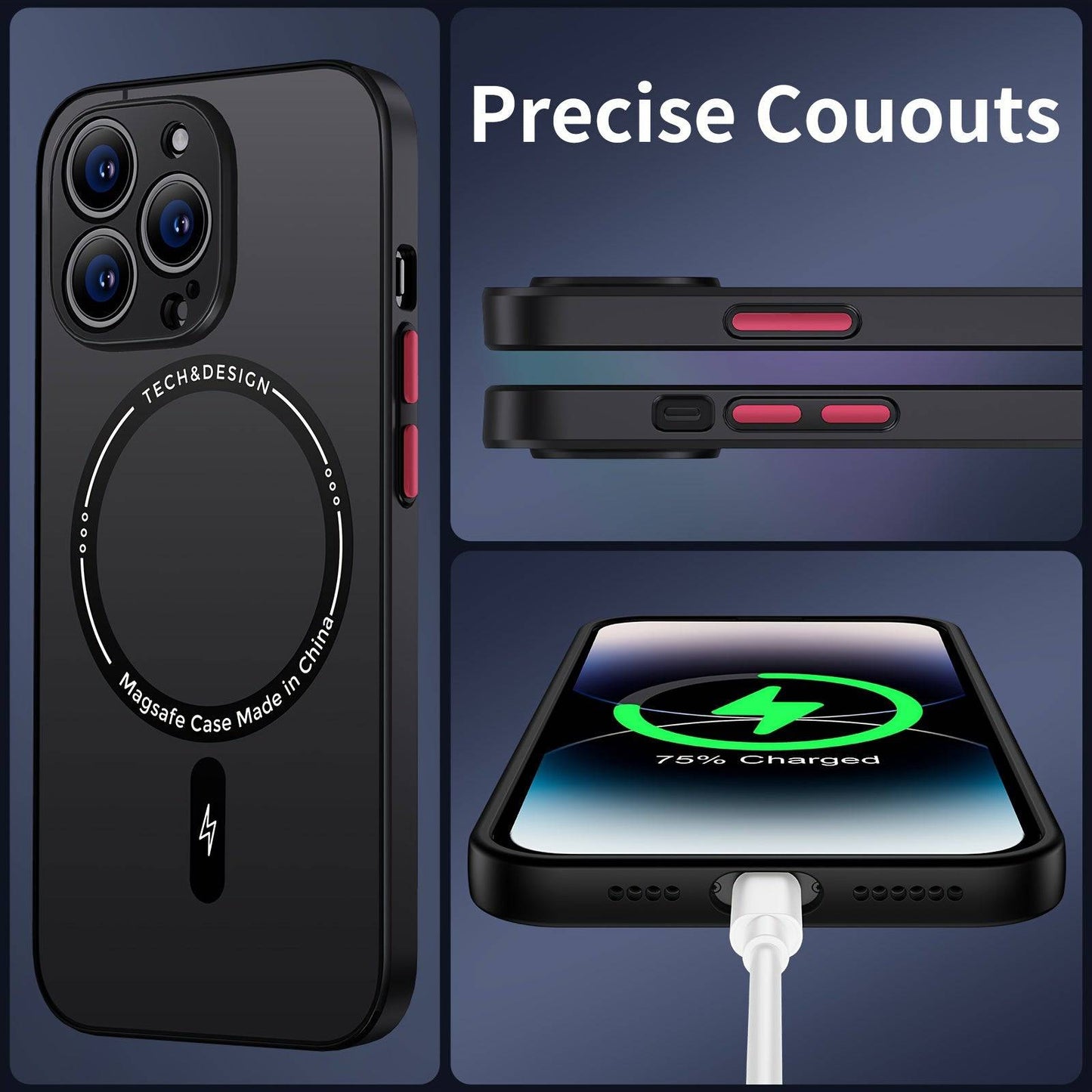 Stoßfeste matte Handyhülle mit magnetischer Saugwirkung - ideal für iPhone 11/11pro/11pro Max und 15pro/15plus/15 Pro Max, unterstützt kabelloses Laden!