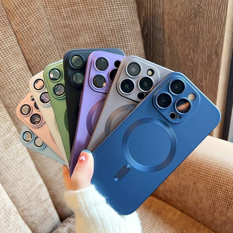 Drahtlose Ladetelefonhülle für iPhone - Magnetisch, Stoßfest, Objektivschutz (15-11 Pro Max)