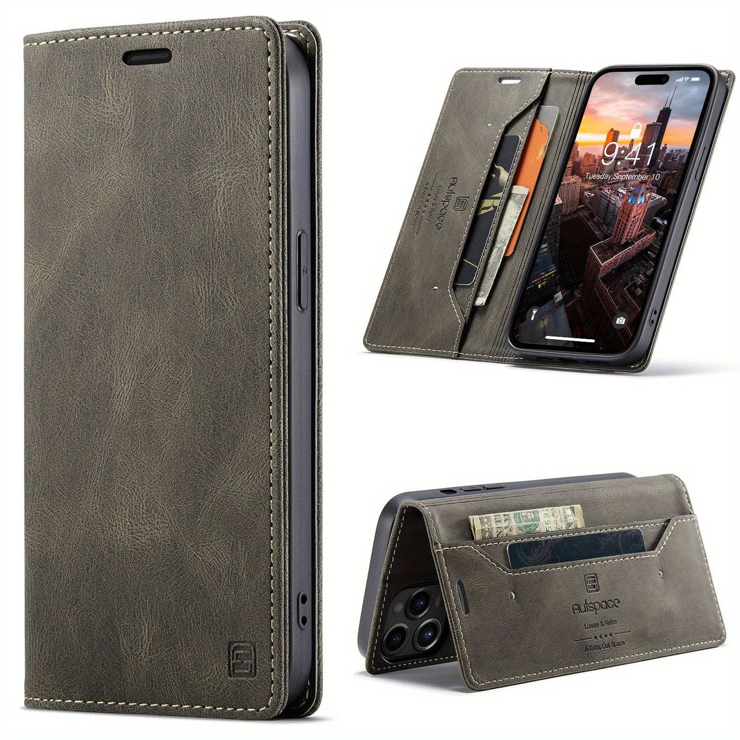 Luxus Flip Handyhülle für iPhone - Magnetisch, Anti-Drop, Anti-Diebstahl, Kartenfach
