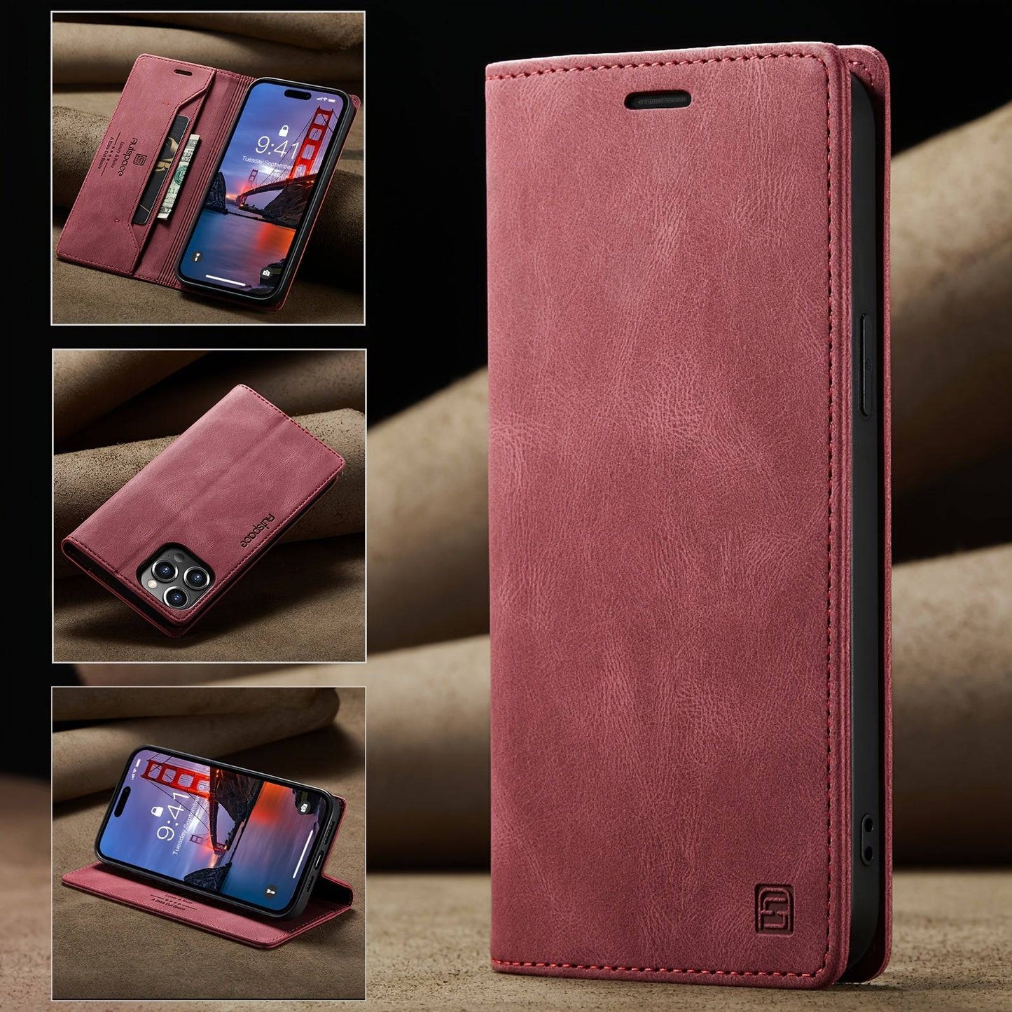 Luxus Flip Handyhülle für iPhone - Magnetisch, Anti-Drop, Anti-Diebstahl, Kartenfach