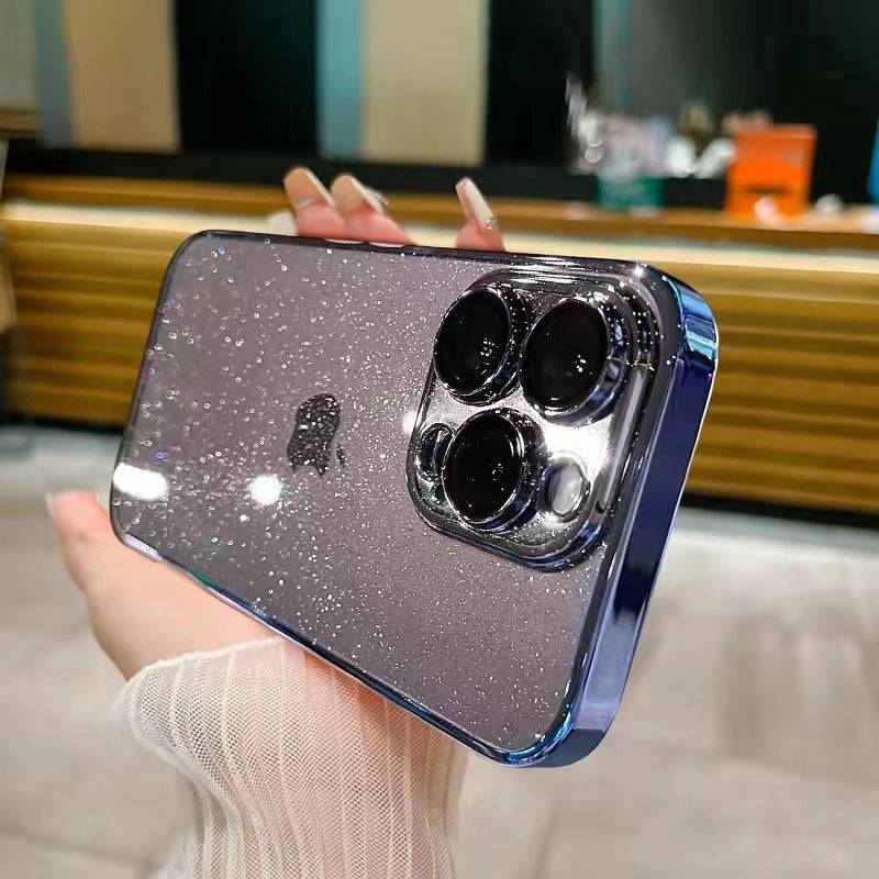 Luxusbeschichtung Glitzer Handyhülle - Für iPhone 14 Pro Max 12 13 15 Plus (Transparent, Hart, PC-Abdeckung)