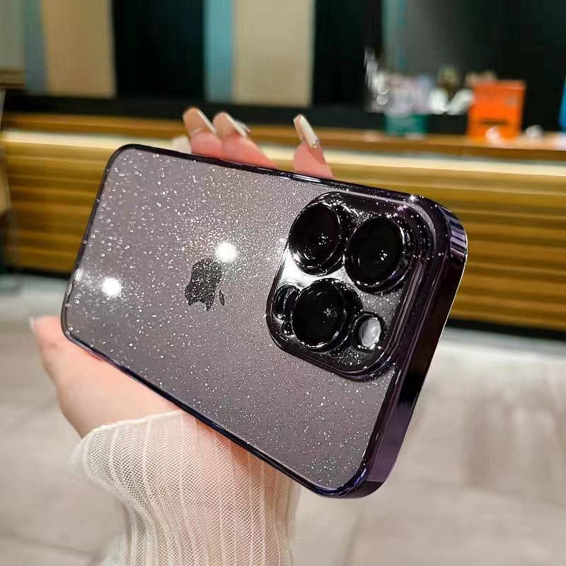 Luxusbeschichtung Glitzer Handyhülle - Für iPhone 14 Pro Max 12 13 15 Plus (Transparent, Hart, PC-Abdeckung)