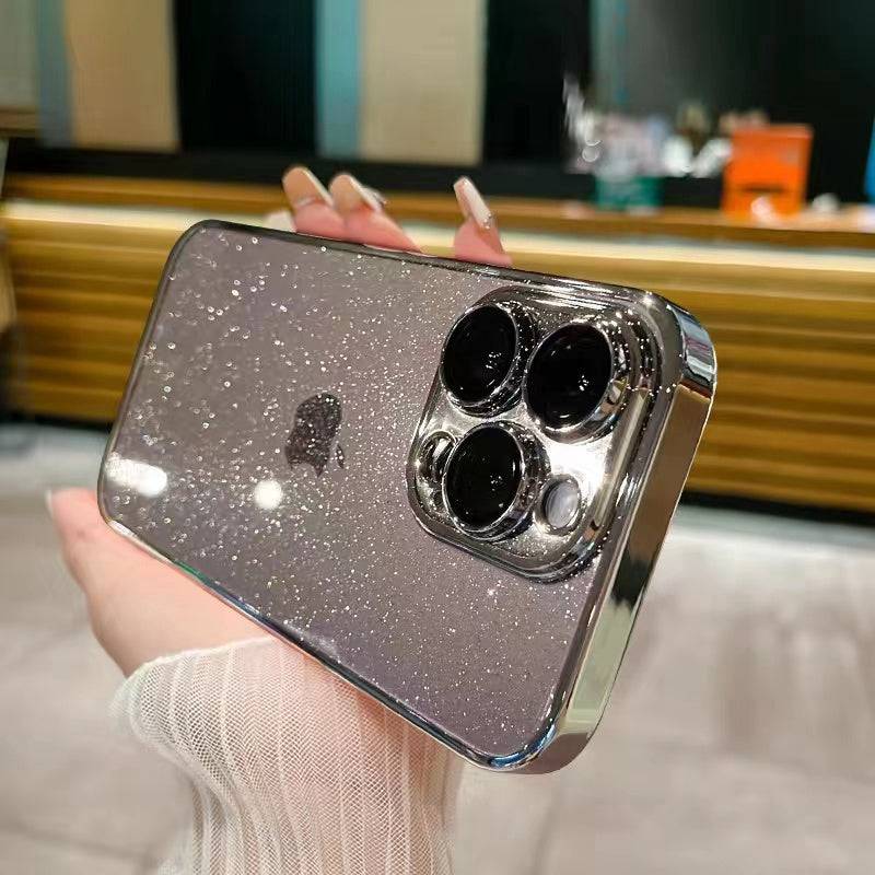Luxusbeschichtung Glitzer Handyhülle - Für iPhone 14 Pro Max 12 13 15 Plus (Transparent, Hart, PC-Abdeckung)